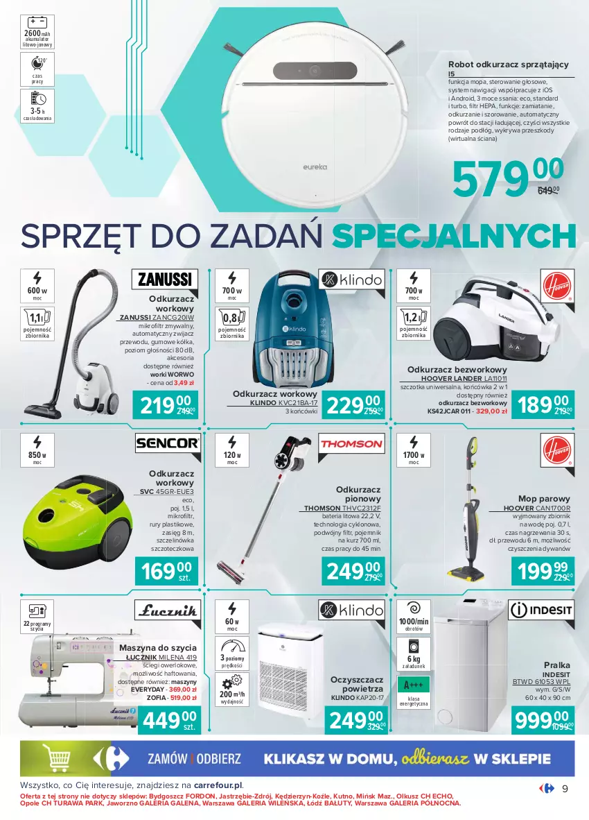 Gazetka promocyjna Carrefour - Gazetka Multimedia - ważna 15.02 do 06.03.2021 - strona 9 - produkty: Akumulator, Bateria, Dywan, Gra, Indesit, Mop, Mop parowy, Nawigacji, Oczyszczacz powietrza, Odkurzacz, Pojemnik, Pralka, Robot, Szczotka, Szyna, Szyny, Thomson