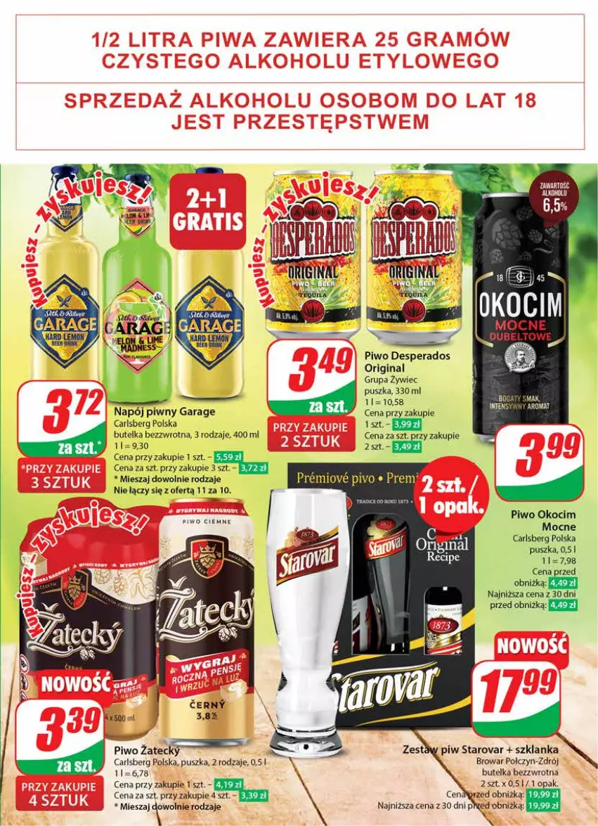 Gazetka promocyjna Dino - Gazetka 25 / 2024 - ważna 19.06 do 25.06.2024 - strona 49 - produkty: Carlsberg, Desperados, Gin, Koc, Napój, Okocim, Piwo, Starovar, Szklanka