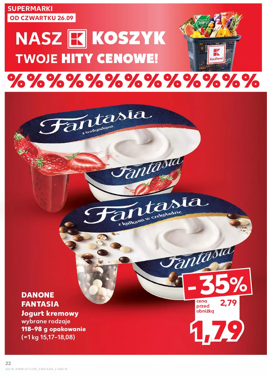 Gazetka promocyjna Kaufland - Gazetka tygodnia - ważna 26.09 do 02.10.2024 - strona 22 - produkty: Danone, Danone Fantasia, Fa, Fanta, Jogurt, Kosz