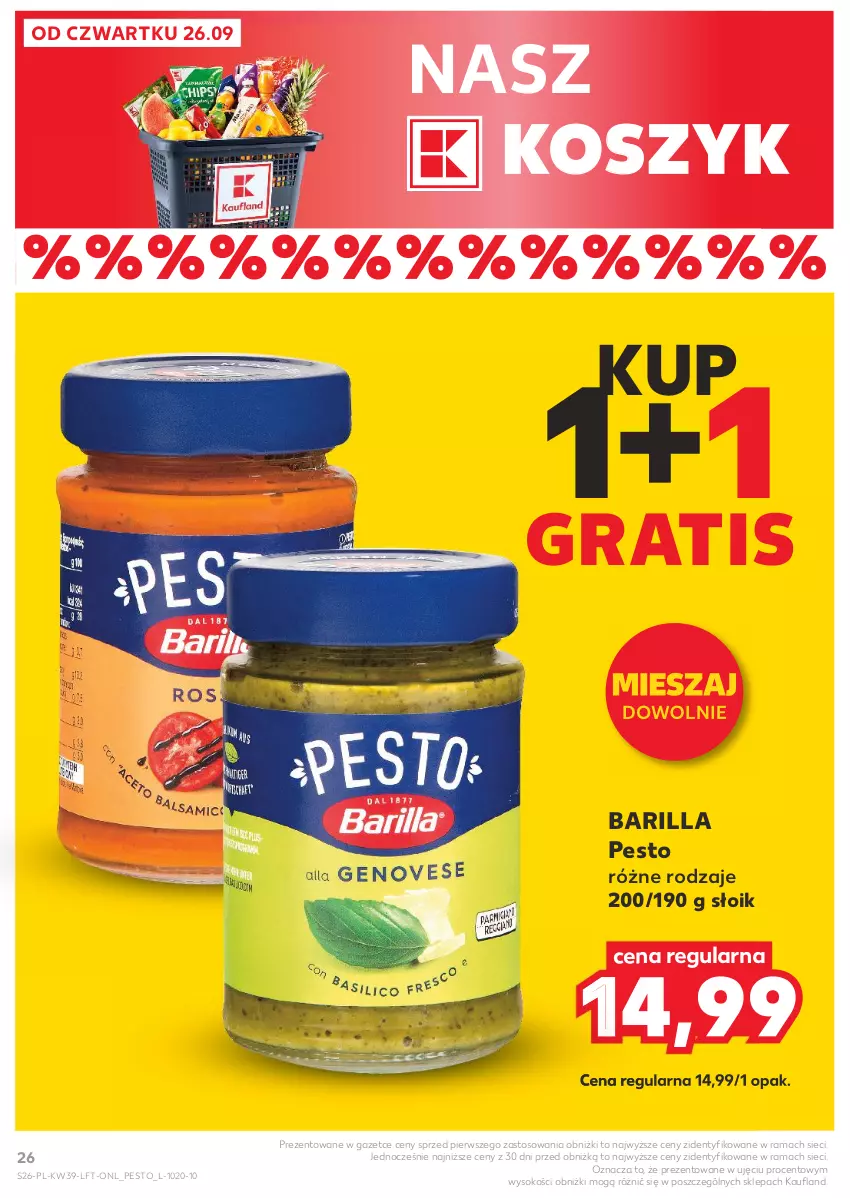 Gazetka promocyjna Kaufland - Gazetka tygodnia - ważna 26.09 do 02.10.2024 - strona 26 - produkty: Barilla, Gra, Kosz, Pesto, Rama, Sok