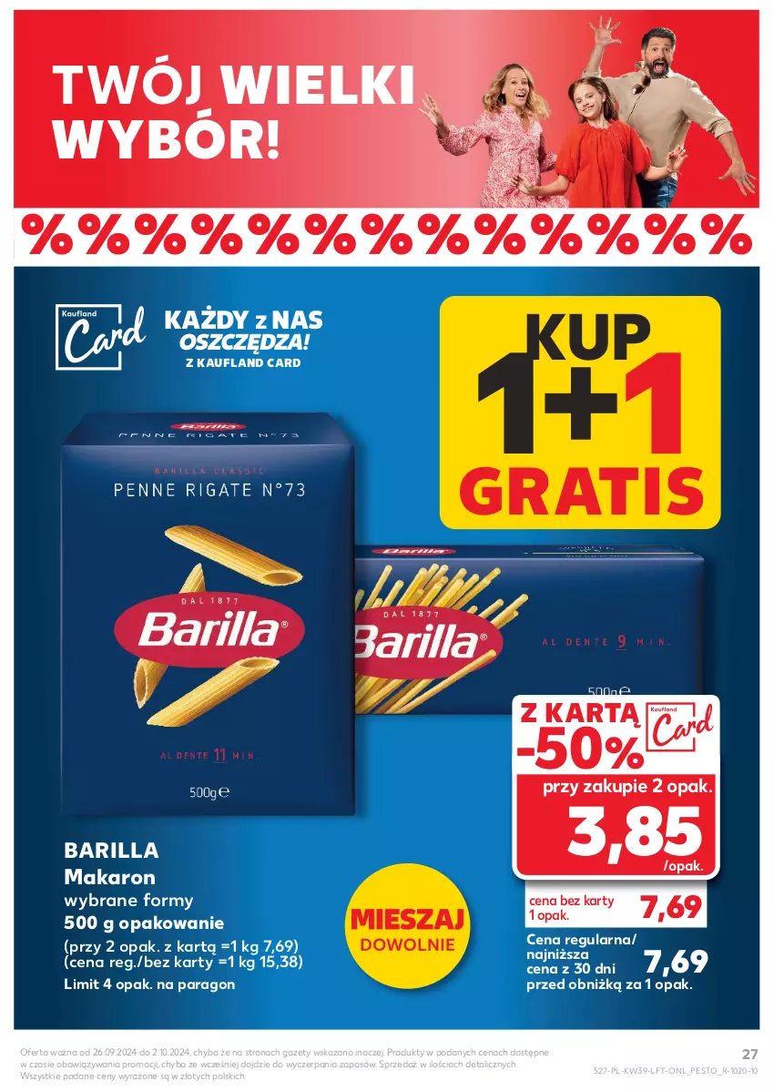 Gazetka promocyjna Kaufland - Gazetka tygodnia - ważna 26.09 do 02.10.2024 - strona 27 - produkty: Barilla, Gra, Makaron, Pesto