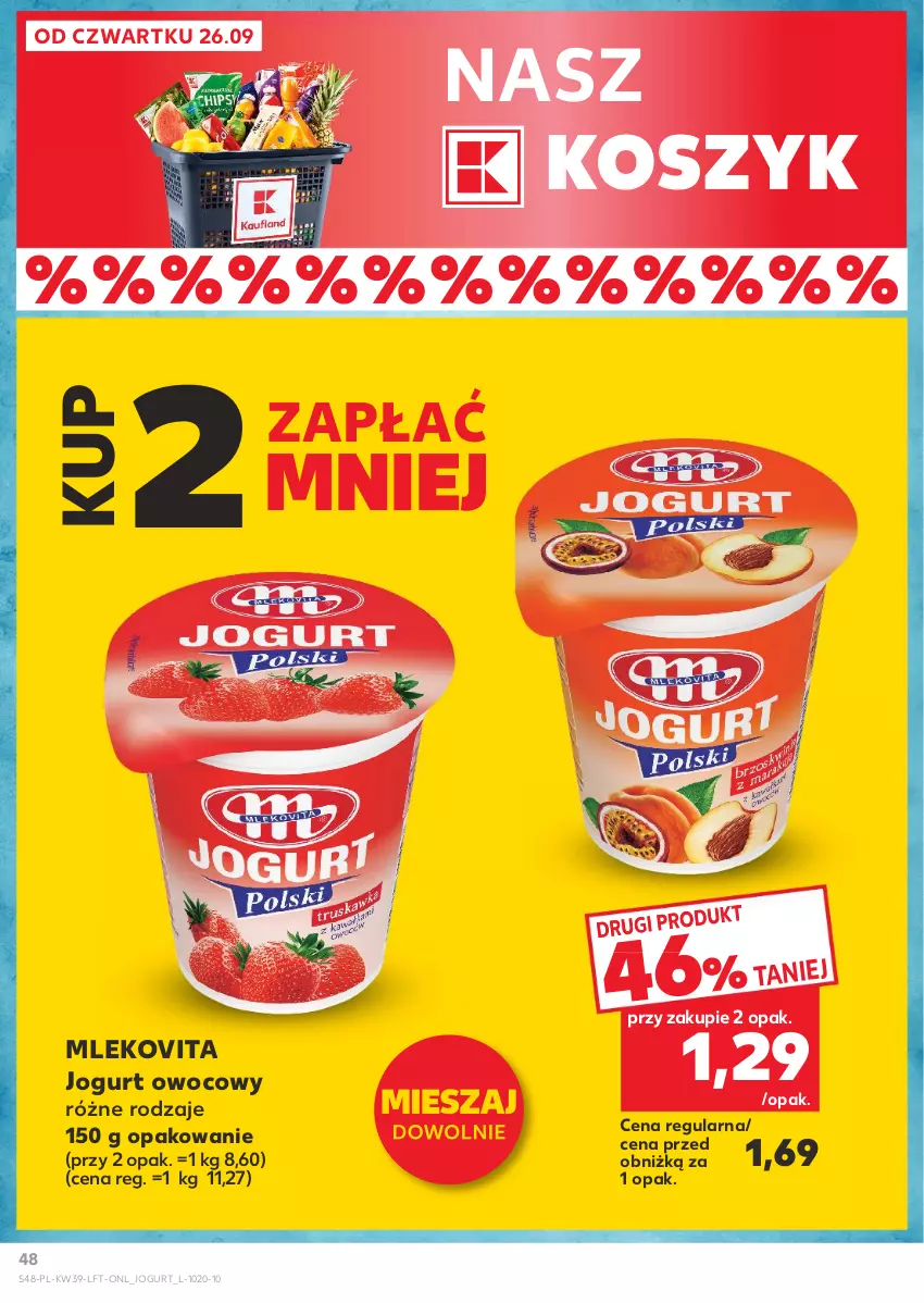 Gazetka promocyjna Kaufland - Gazetka tygodnia - ważna 26.09 do 02.10.2024 - strona 48 - produkty: Jogurt, Jogurt owocowy, Kosz, Mleko, Mlekovita