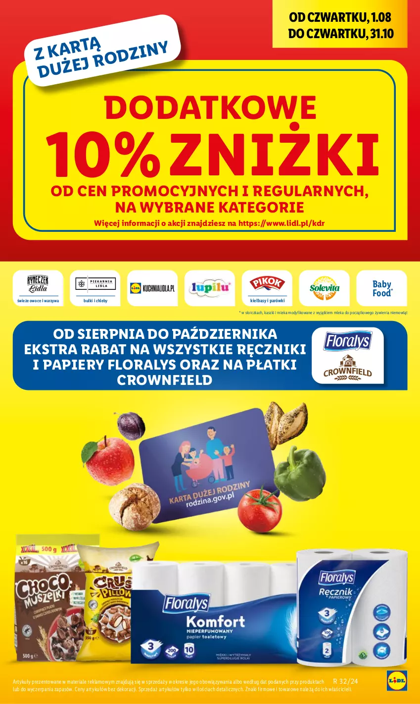 Gazetka promocyjna Lidl - GAZETKA - ważna 05.08 do 07.08.2024 - strona 43 - produkty: Chleb, Flora, Owoce, Papier, Parówki, Ręcznik, Warzywa