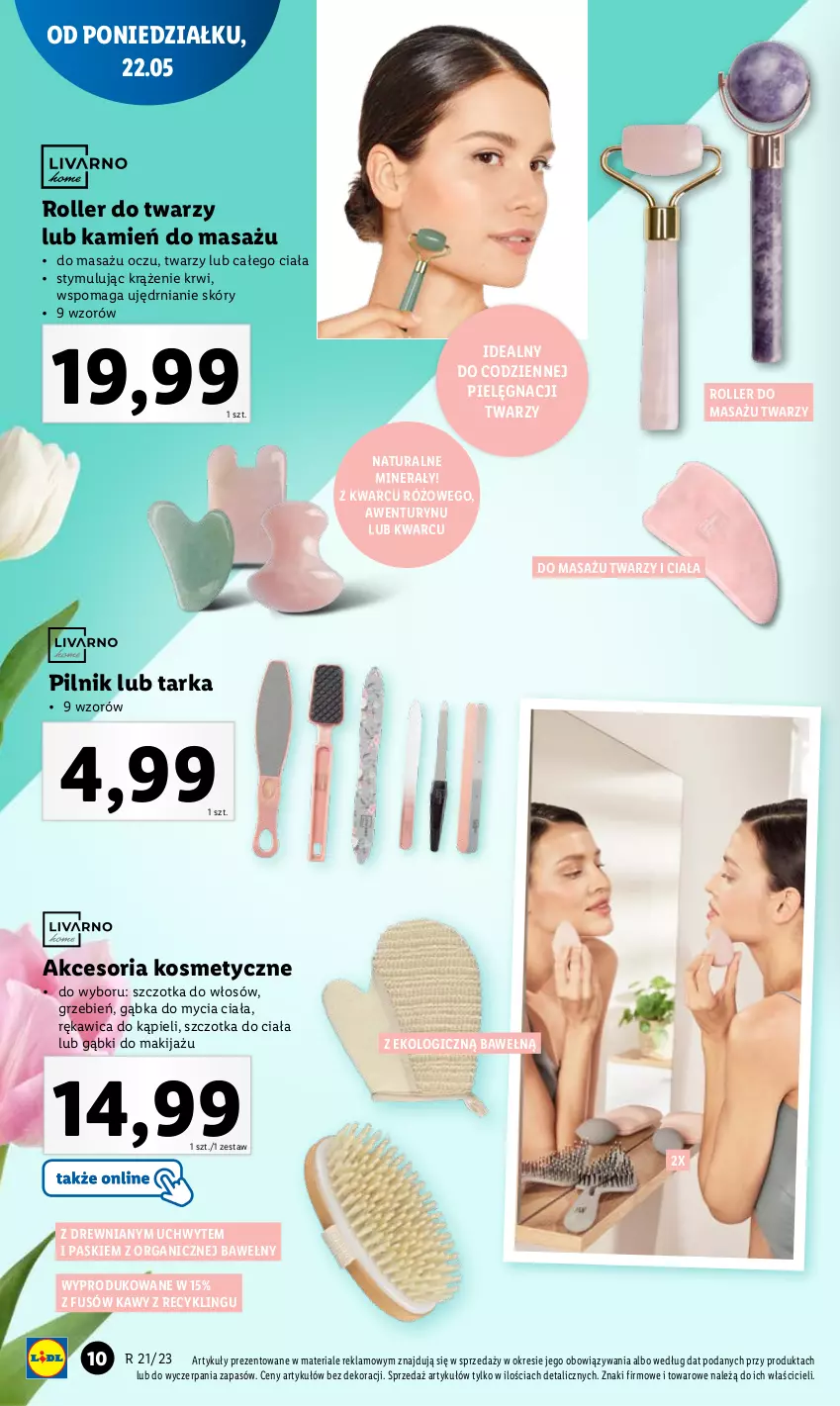 Gazetka promocyjna Lidl - GAZETKA - ważna 22.05 do 27.05.2023 - strona 10 - produkty: Makijaż, Pilnik, Roller, Roller do masażu twarzy, Szczotka, Szczotka do włosów, Tarka