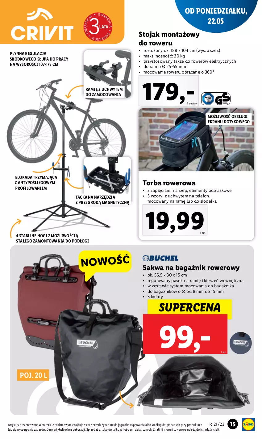 Gazetka promocyjna Lidl - GAZETKA - ważna 22.05 do 27.05.2023 - strona 15 - produkty: O Bag, Pasek, Rower, Sok, Stojak, Telefon, Torba