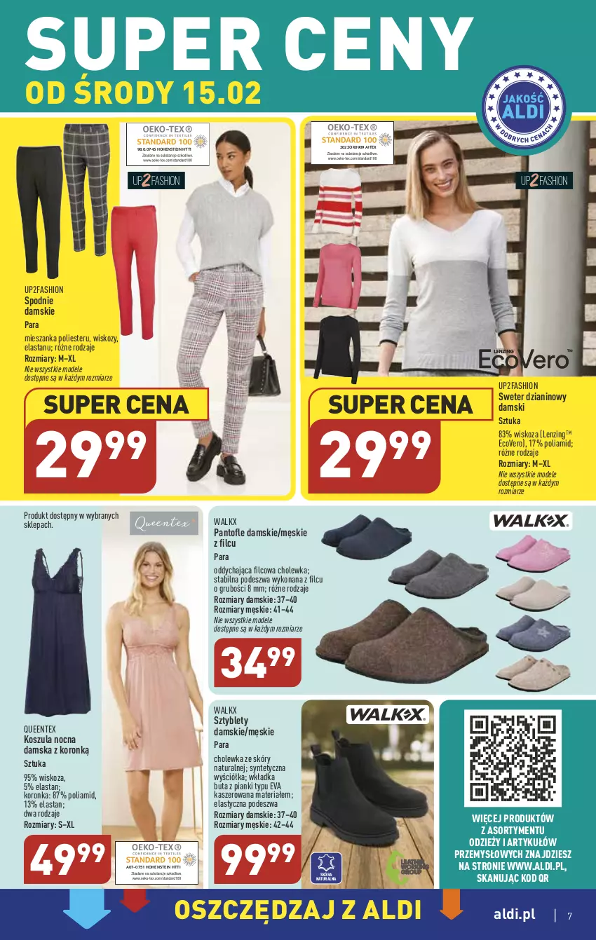 Gazetka promocyjna Aldi - COŚ na przyszły tydzień - ważna 15.02 do 18.02.2023 - strona 7 - produkty: Fa, Kosz, Koszula, Koszula nocna, Queentex, Spodnie, Sweter, Sztyblety