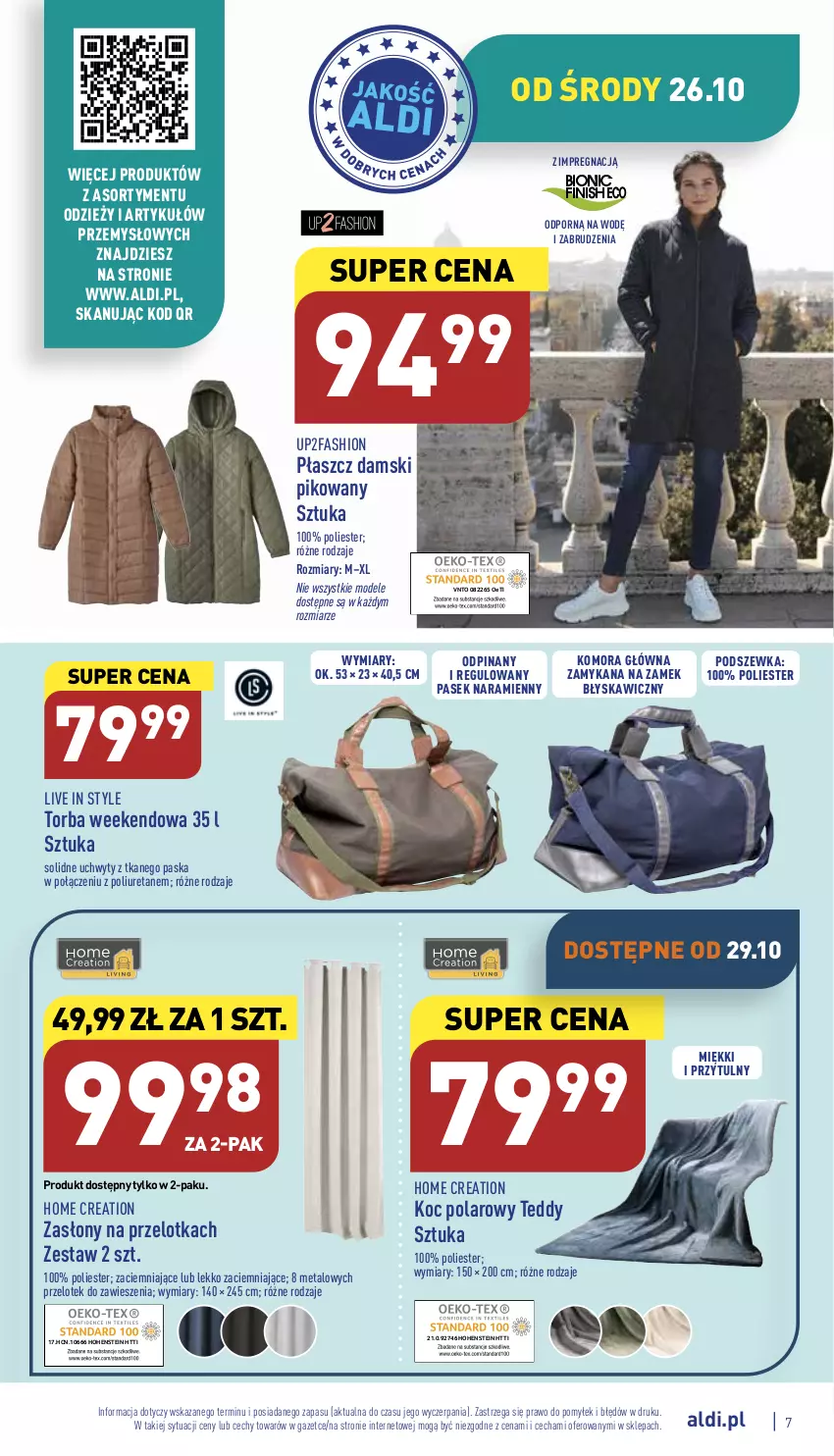 Gazetka promocyjna Aldi - Zaplanuj zakupy wcześniej - ważna 26.10 do 29.10.2022 - strona 7 - produkty: Fa, Koc, Pasek, Płaszcz, Por, Torba, Uchwyty