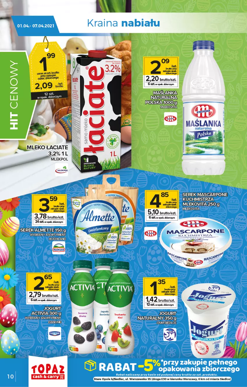 Gazetka promocyjna Topaz - Gazetka - ważna 01.04 do 07.04.2021 - strona 10 - produkty: Almette, Jogurt, Maślanka, Mleko, Mlekovita, Por, Ser, Serek