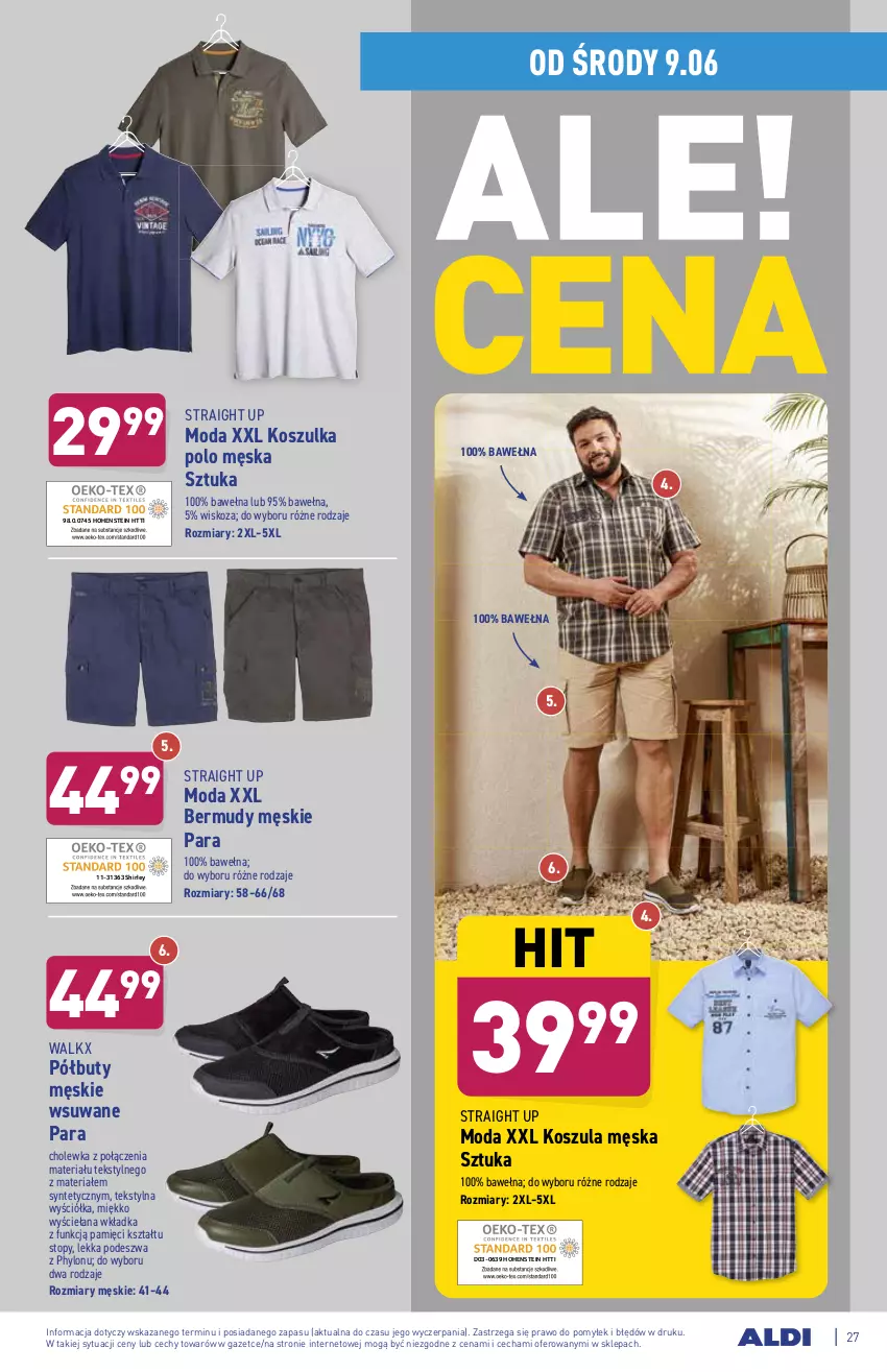 Gazetka promocyjna Aldi - ważna 07.06 do 12.06.2021 - strona 27 - produkty: Bermudy, Buty, Kosz, Koszula, Koszulka, Moda, Półbuty, Top, Wełna