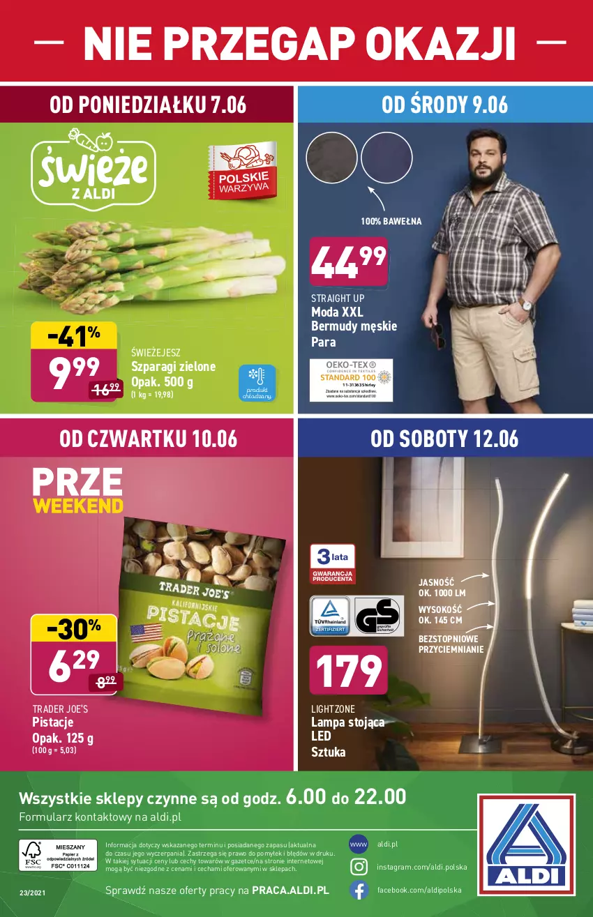 Gazetka promocyjna Aldi - ważna 07.06 do 12.06.2021 - strona 36 - produkty: Bermudy, Fa, Gra, Lampa, Moda, Pistacje, Sok, Top, Wełna