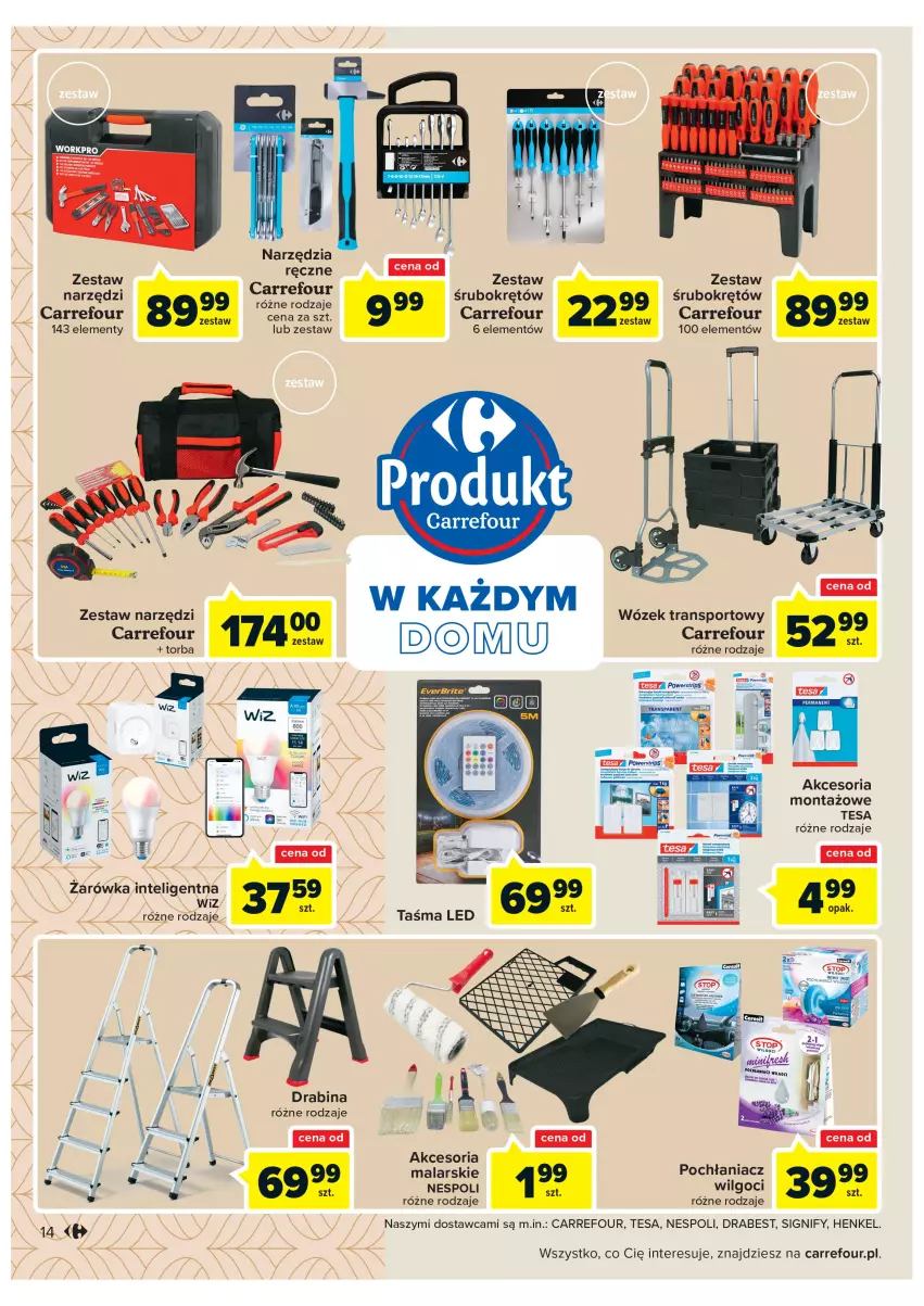 Gazetka promocyjna Carrefour - Gazetka Dom inspirujący - ważna 20.09 do 01.10.2022 - strona 14 - produkty: Drabina, Intel, LG, Pochłaniacz wilgoci, Por, Sport, Torba, Tran, Wózek, Wózek transportowy, Zestaw narzędzi