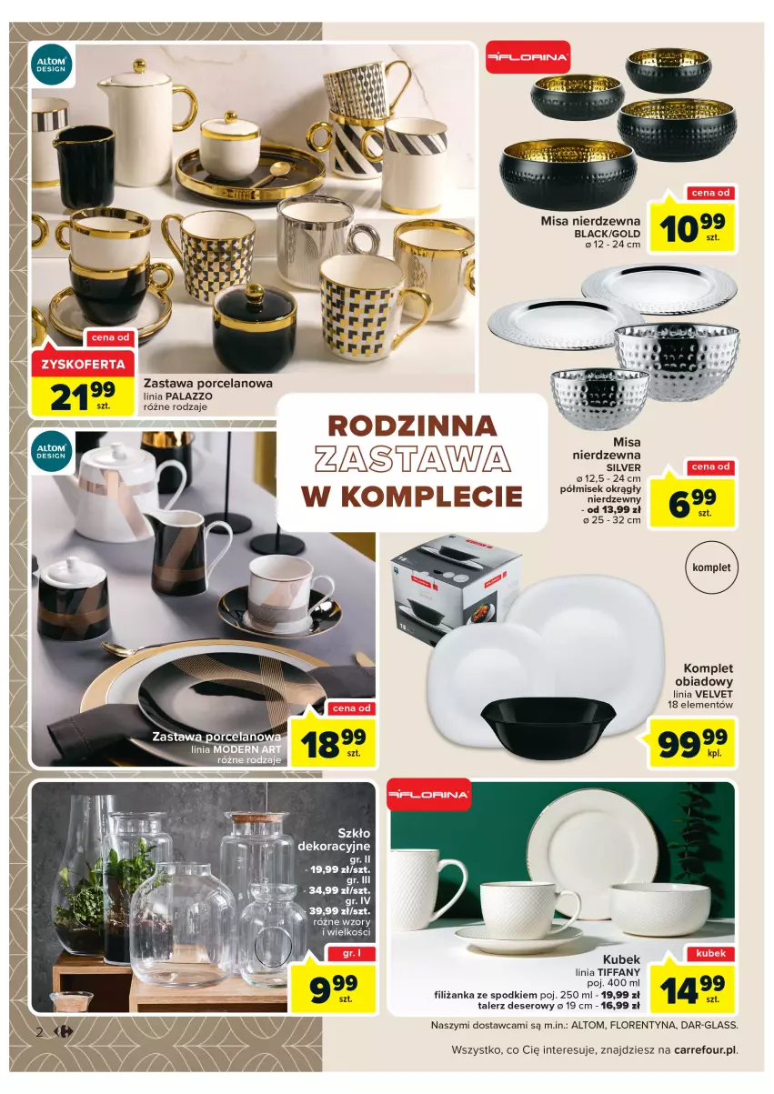 Gazetka promocyjna Carrefour - Gazetka Dom inspirujący - ważna 20.09 do 01.10.2022 - strona 2 - produkty: Deser, Fa, Filiżanka, Komplet obiadowy, Lack, Por, Ser, Talerz, Talerz deserowy, Velvet