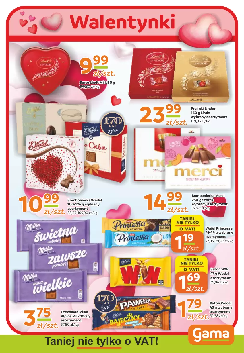 Gazetka promocyjna Gama - Gazetka Gama - ważna 14.02.2022 do 03.02.2023 - strona 5 - produkty: Baton, Czekolada, Lindor, Lindt, Merci, Milka, Princessa, Ser