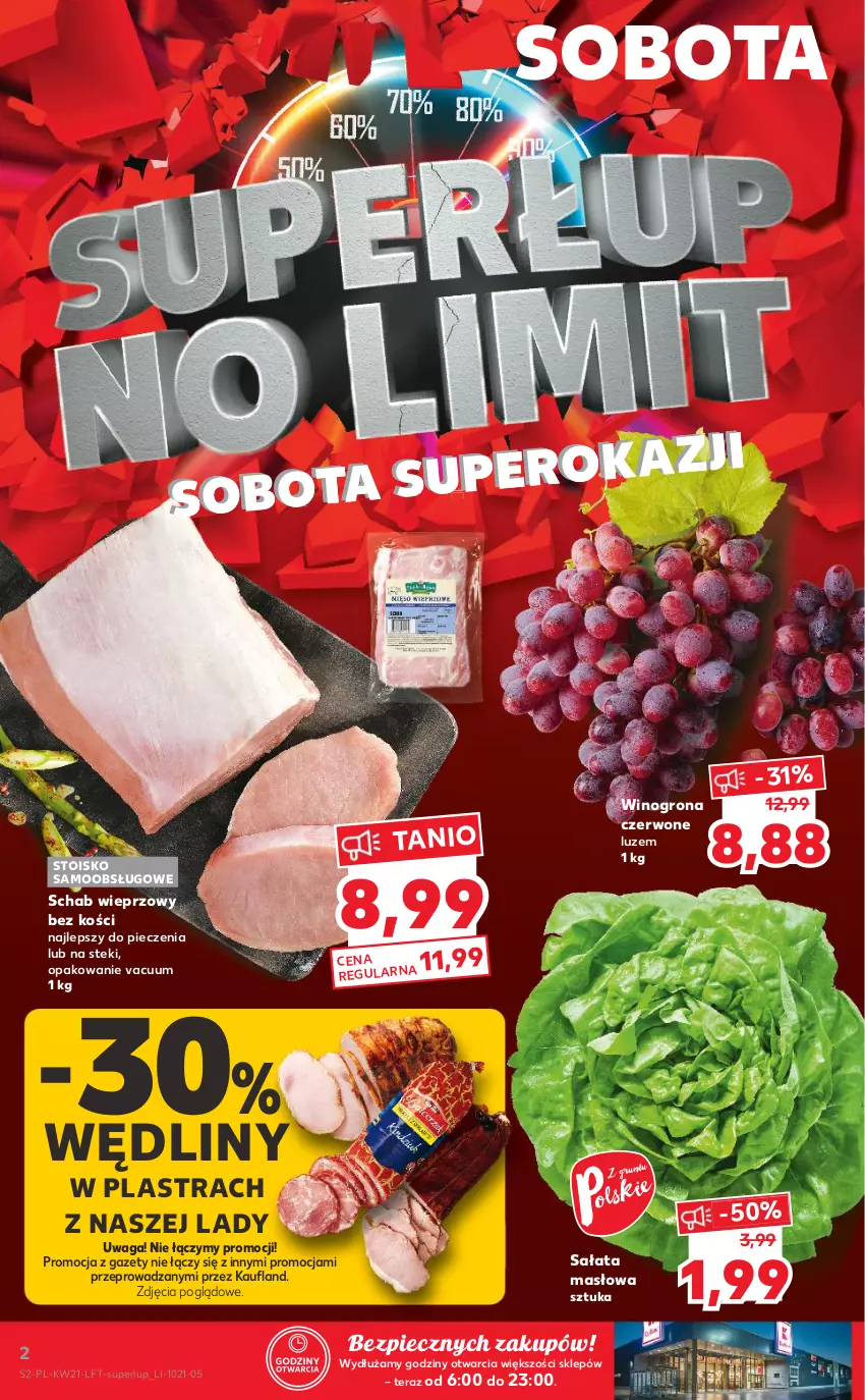 Gazetka promocyjna Kaufland - OFERTA TYGODNIA - ważna 27.05 do 01.06.2021 - strona 2 - produkty: Masło, Piec, Sałat, Sałata masłowa, Schab wieprzowy, Stek, Tera, Waga, Wino, Winogrona