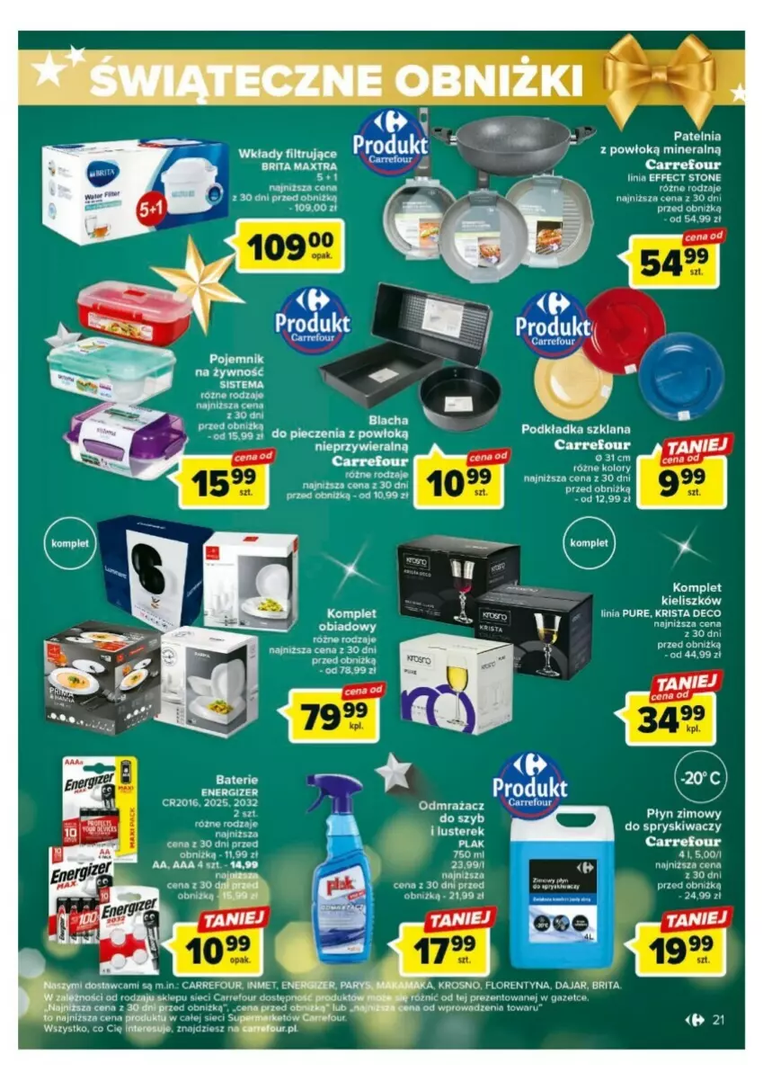 Gazetka promocyjna Carrefour - ważna 18.12 do 23.12.2023 - strona 14 - produkty: Brit, Brita, Brita Maxtra, Energizer, K2, LANA, Patelnia, Piec, Płyn zimowy, Podkład, Podkładka, Pur