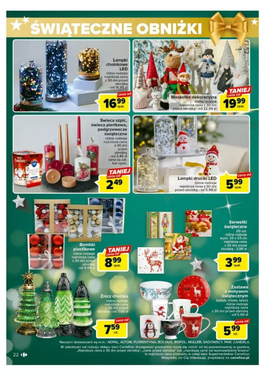 Gazetka promocyjna Carrefour - ważna 18.12 do 23.12.2023 - strona 15 - produkty: Bols, Bolsius, Kubek, Miska, Podgrzewacze, Szpic, Talerz