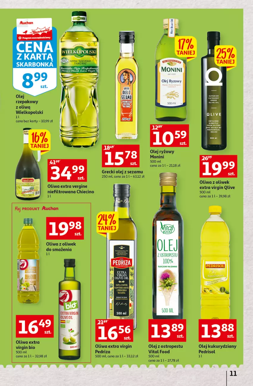 Gazetka promocyjna Auchan - Szkoła oszczędzania Temat PrzeAtrakcje cenowe Hipermarkety - ważna 18.08 do 24.08.2022 - strona 11 - produkty: Gin, Monini, Olej, Olej ryżowy, Olej rzepakowy, Oliwa z oliwek, Ostropes, Ryż, Sezam