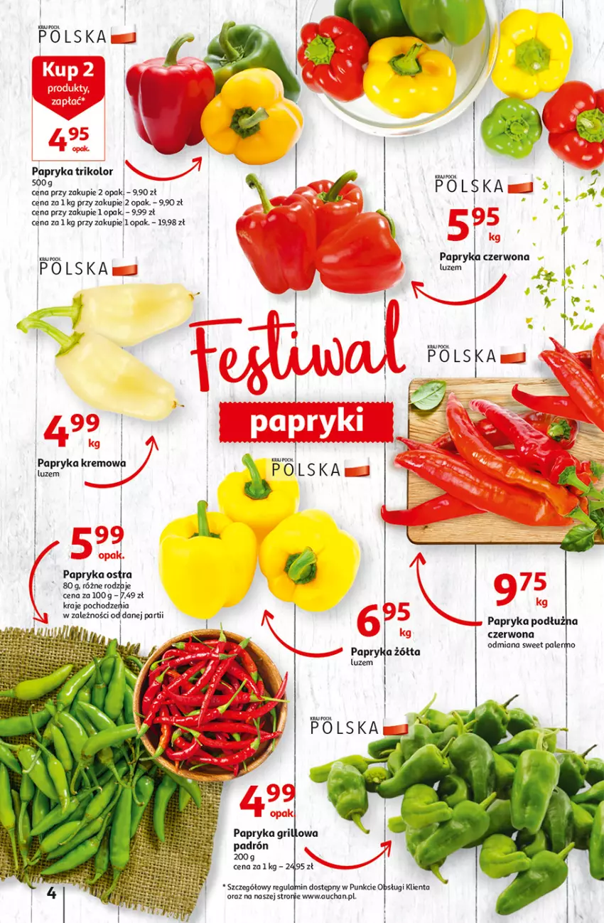 Gazetka promocyjna Auchan - Szkoła oszczędzania Temat PrzeAtrakcje cenowe Hipermarkety - ważna 18.08 do 24.08.2022 - strona 4 - produkty: HP, Papryka, Papryka czerwona, Papryka podłużna