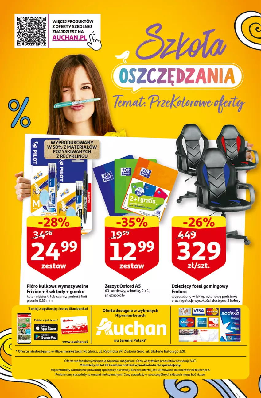 Gazetka promocyjna Auchan - Szkoła oszczędzania Temat PrzeAtrakcje cenowe Hipermarkety - ważna 18.08 do 24.08.2022 - strona 40 - produkty: Dzieci, Fa, Fotel, Fotel gamingowy, Sok, Tera