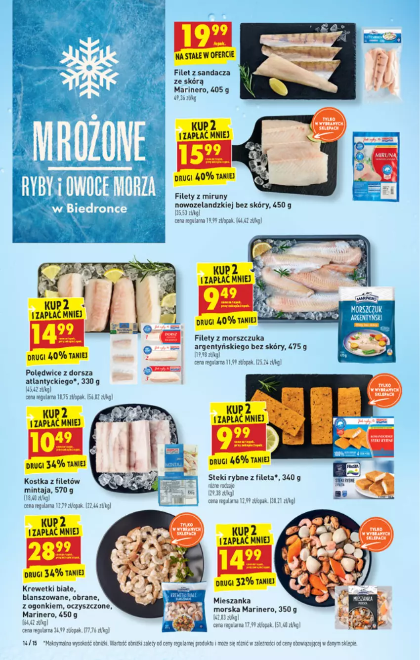 Gazetka promocyjna Biedronka - W tym tygodniu - ważna 29.11 do 04.12.2021 - strona 14 - produkty: Dorsz, Filet z sandacza, Krewetki, LG, Mieszanka morska, Mintaj, Sandacz, Stek