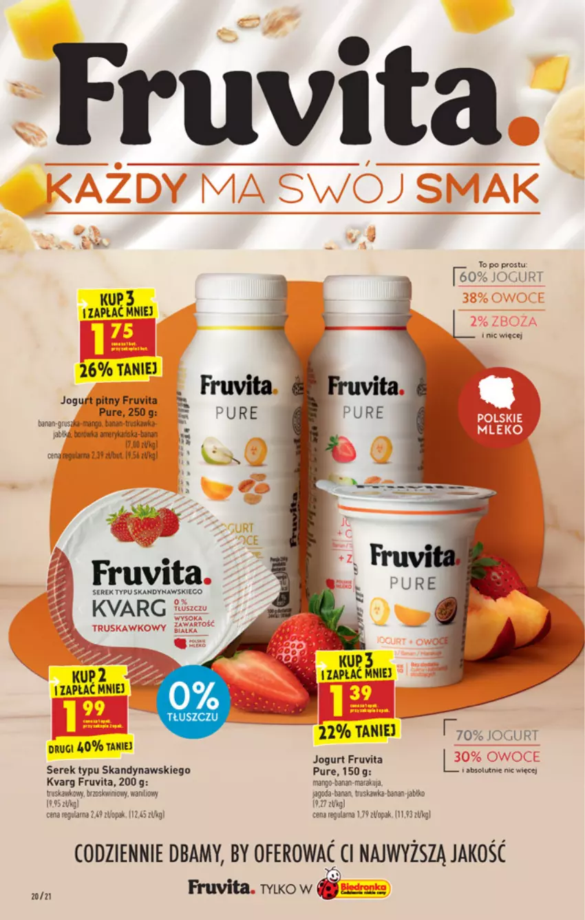 Gazetka promocyjna Biedronka - W tym tygodniu - ważna 29.11 do 04.12.2021 - strona 20 - produkty: Absolut, Borówka, Borówka amerykańska, Gala, Jogurt, Jogurt pitny, Mango, Pur, Ser, Serek