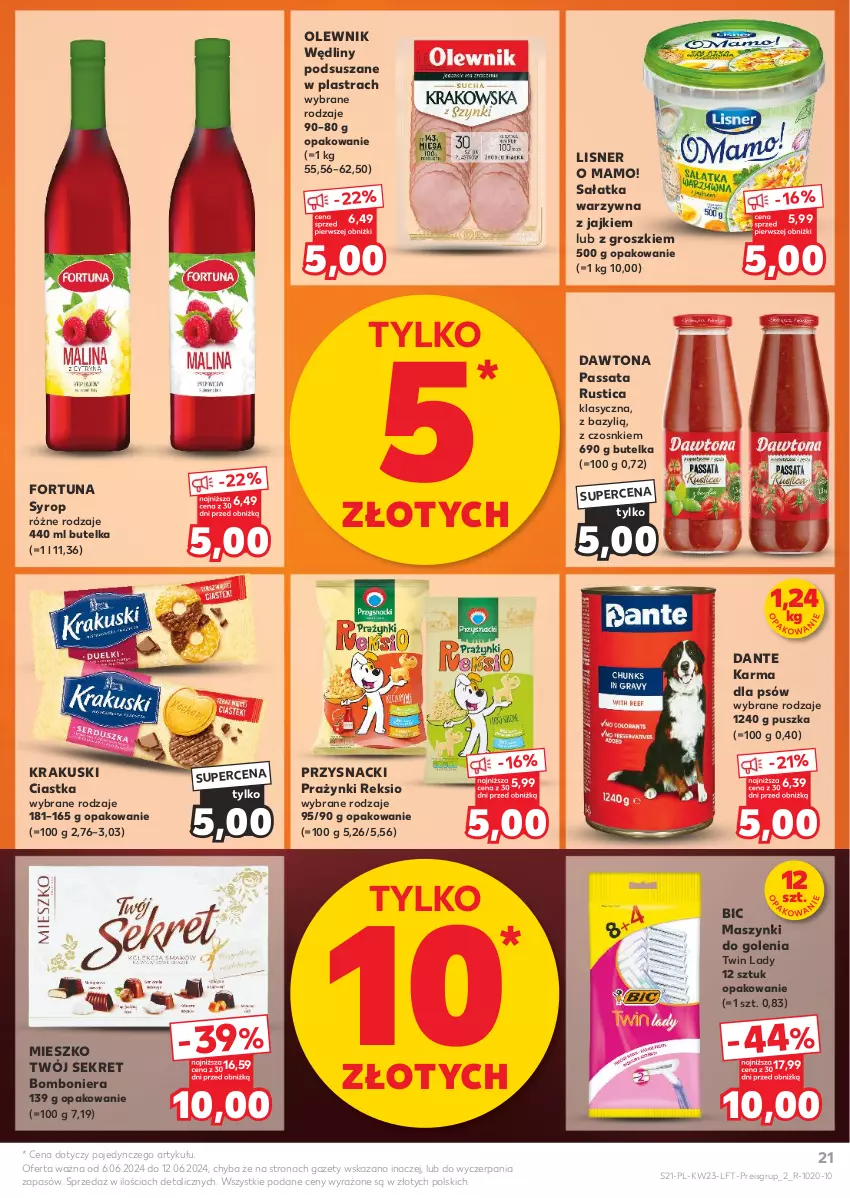 Gazetka promocyjna Kaufland - Gazetka tygodnia - ważna 06.06 do 12.06.2024 - strona 21 - produkty: Bazyl, BIC, Bomboniera, Ciastka, Dawtona, Fortuna, Krakus, Krakuski, Kret, Lisner, Olewnik, Przysnacki, Rust, Sałat, Sałatka, Sałatka warzywna, Syrop