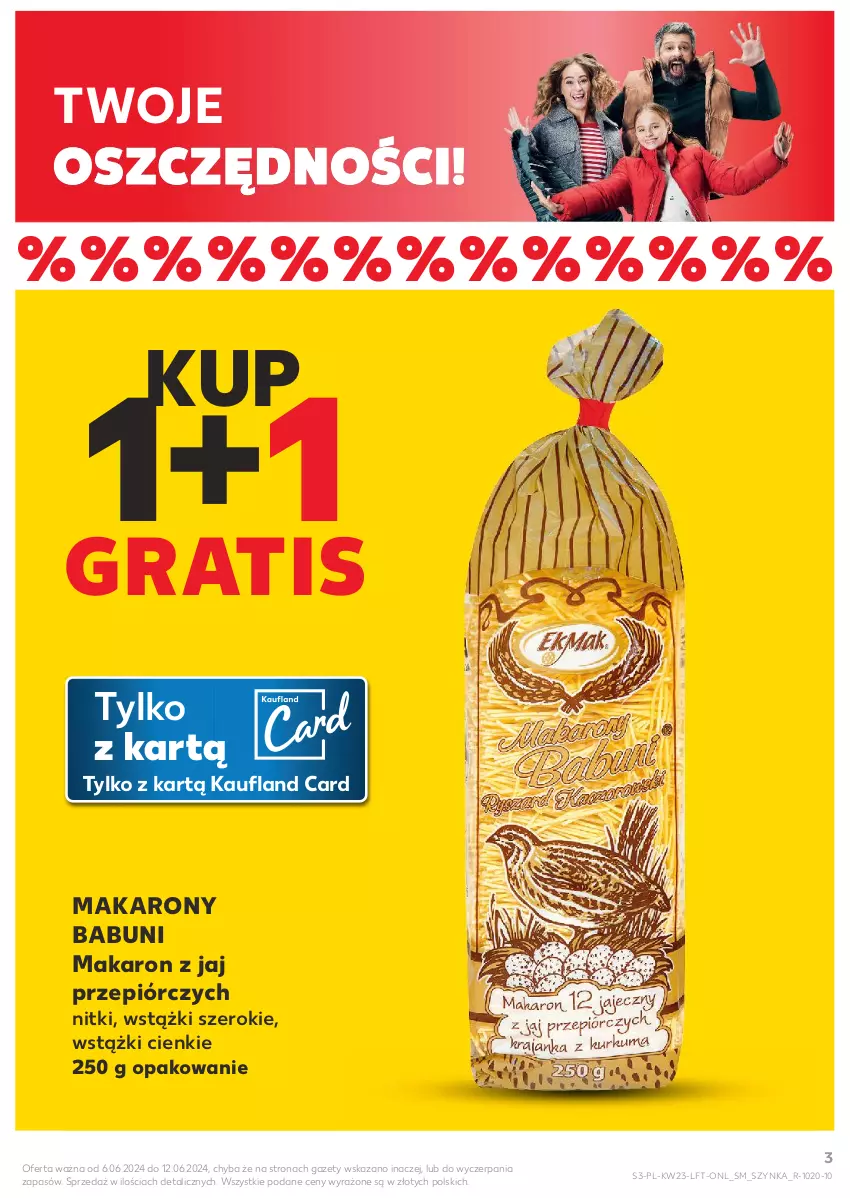 Gazetka promocyjna Kaufland - Gazetka tygodnia - ważna 06.06 do 12.06.2024 - strona 3 - produkty: Babuni, Gra, Makaron, Szynka