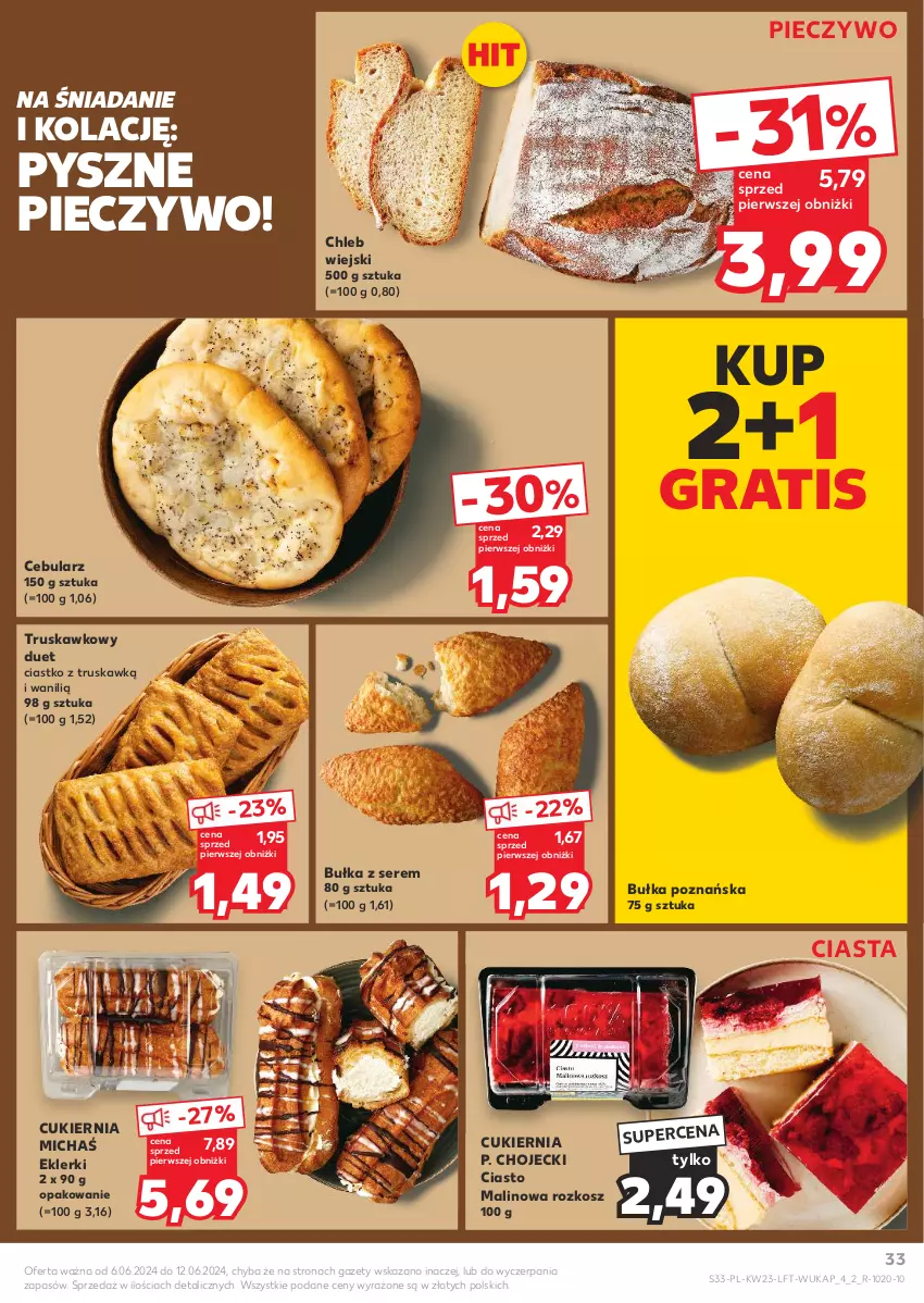 Gazetka promocyjna Kaufland - Gazetka tygodnia - ważna 06.06 do 12.06.2024 - strona 33 - produkty: Bułka, Cebula, Chleb, Cukier, Gra, Kosz, Piec, Pieczywo, Ser