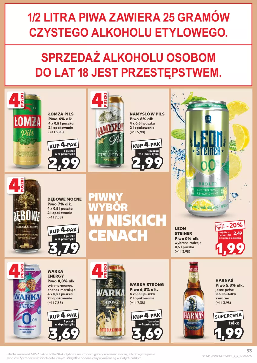 Gazetka promocyjna Kaufland - Gazetka tygodnia - ważna 06.06 do 12.06.2024 - strona 53 - produkty: Ananas, Gra, Harnaś, Leon, Mango, Namysłów, Piwa, Piwo, Warka