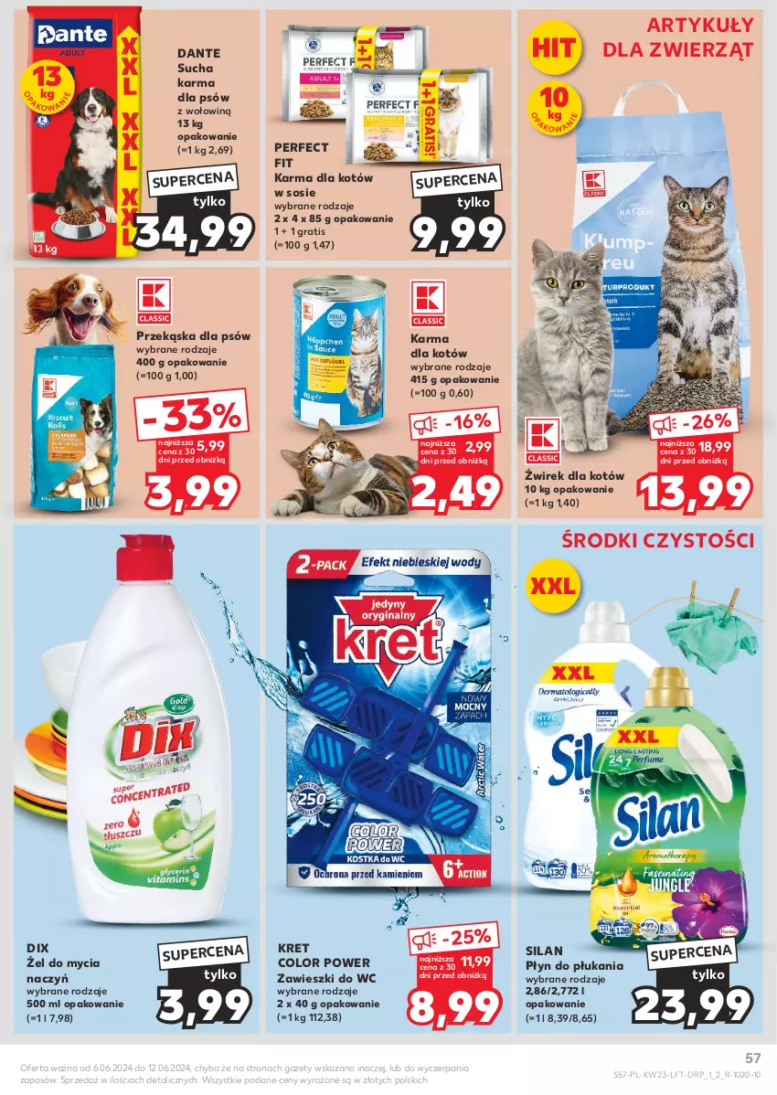 Gazetka promocyjna Kaufland - Gazetka tygodnia - ważna 06.06 do 12.06.2024 - strona 57 - produkty: Do mycia naczyń, Gra, Kret, Płyn do płukania, Przekąska dla psów, Silan, Sos, Sucha karma, Zawieszki