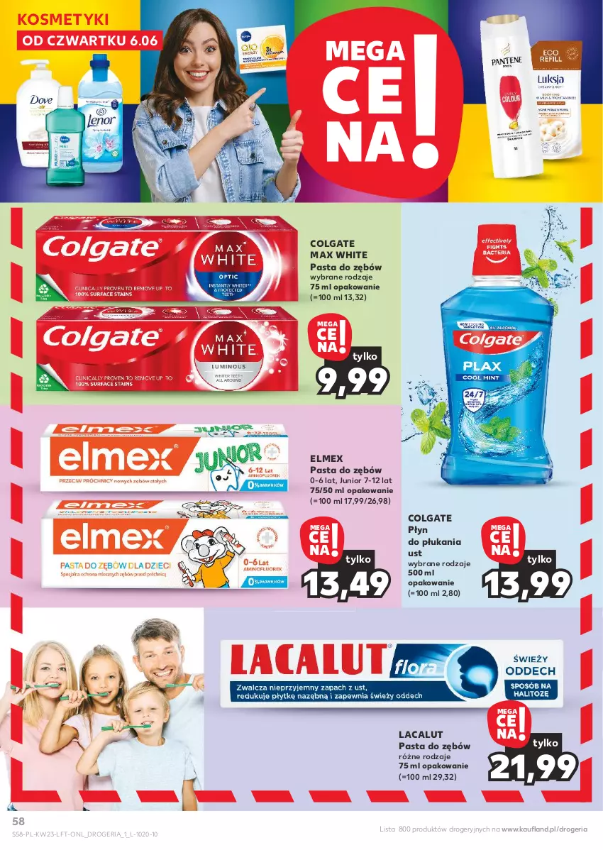 Gazetka promocyjna Kaufland - Gazetka tygodnia - ważna 06.06 do 12.06.2024 - strona 58 - produkty: Colgate, Elmex, Lacalut, LG, Pasta do zębów, Płyn do płukania