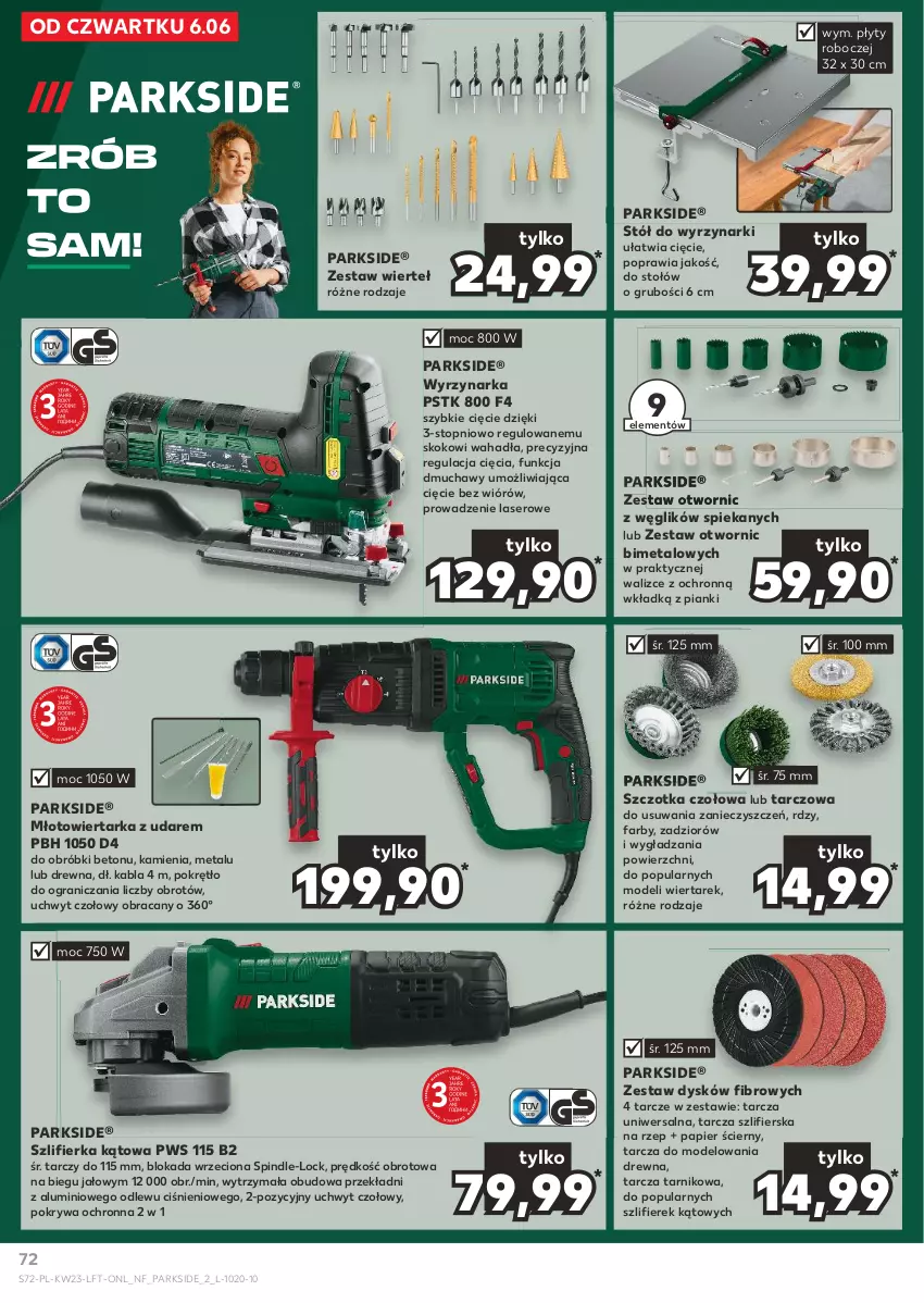 Gazetka promocyjna Kaufland - Gazetka tygodnia - ważna 06.06 do 12.06.2024 - strona 72 - produkty: Fa, Gra, Młot, Młotowiertarka, Papier, Papier ścierny, Parkside, Pokrywa, Ser, Stół, Szczotka, Szlifierka, Szlifierka kątowa, Tarka, Top, Wiertarka, Wyrzynarka, Zestaw wierteł