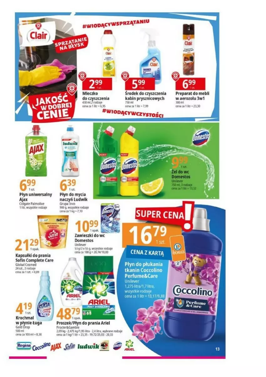 Gazetka promocyjna E Leclerc - ważna 31.10 do 10.11.2023 - strona 5 - produkty: Ajax, Ariel, Coccolino, Colgate, Domestos, Kapsułki do prania, LG, Ludwik, Mleczko, Palmolive, Płyn do mycia, Płyn do płukania, Płyn do prania, Zawieszki