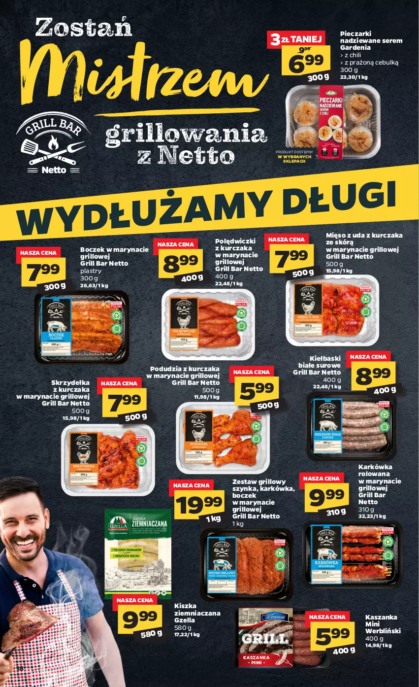 Gazetka promocyjna Netto - Gazetka spożywcza - ważna 26.04 do 30.04.2021 - strona 18 - produkty: Boczek, Grill, Kasza, Kaszanka, Kiełbaski białe, Kurczak, Mięso, O nas, Piec, Polędwiczki z kurczaka, Ser, Skrzydełka z kurczaka, Szynka