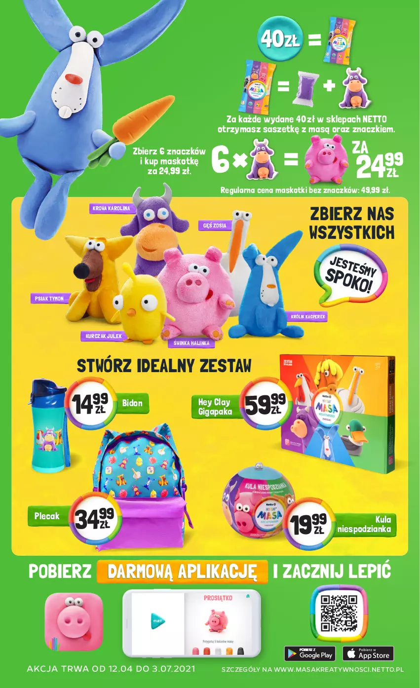 Gazetka promocyjna Netto - Gazetka spożywcza - ważna 26.04 do 30.04.2021 - strona 4 - produkty: Hey Clay, Inka, Królik, Kurczak, Plecak