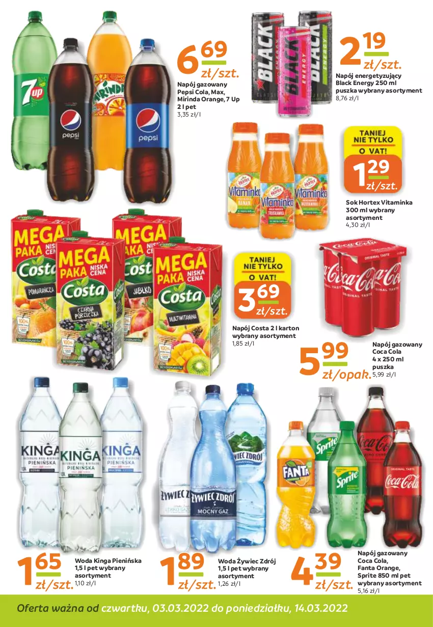 Gazetka promocyjna Gama - Gazetka Gama - ważna 14.03.2022 do 03.03.2023 - strona 10 - produkty: Fa, Fanta, Hortex, Inka, Lack, Mirinda, Napój, Napój gazowany, Pepsi, Sok, Sprite, Woda