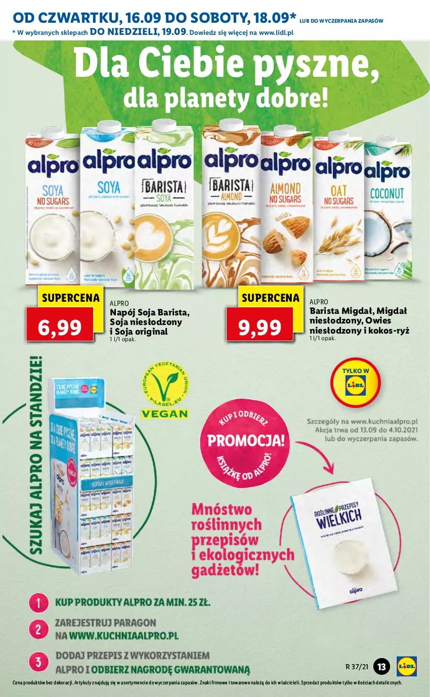 Gazetka promocyjna Lidl - GAZETKA - ważna 16.09 do 19.09.2021 - strona 13 - produkty: Alpro, Gin, Kokos, Napój, Ryż