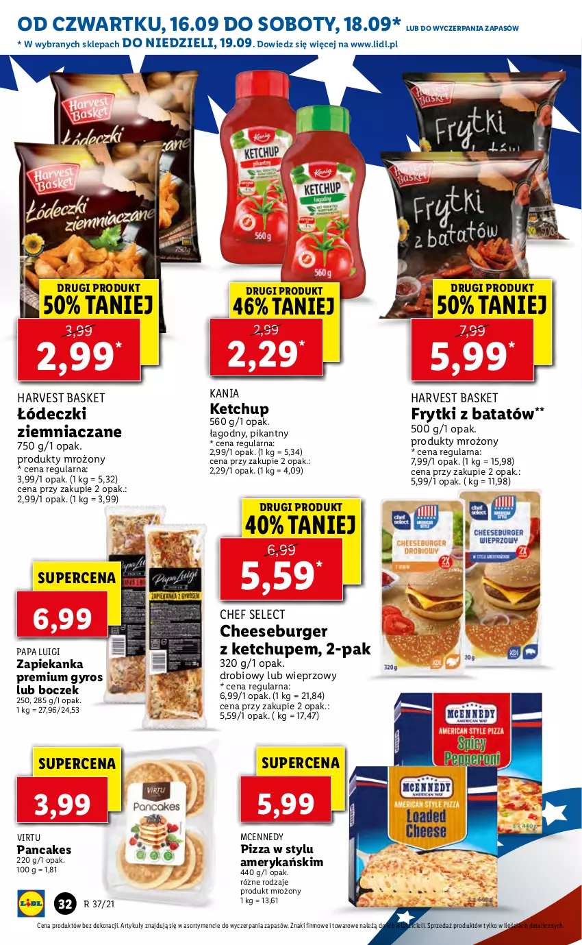 Gazetka promocyjna Lidl - GAZETKA - ważna 16.09 do 19.09.2021 - strona 32 - produkty: Boczek, Burger, Frytki, Frytki z batatów, Gyros, Ketchup, Pizza, Virtu, Zapiekanka