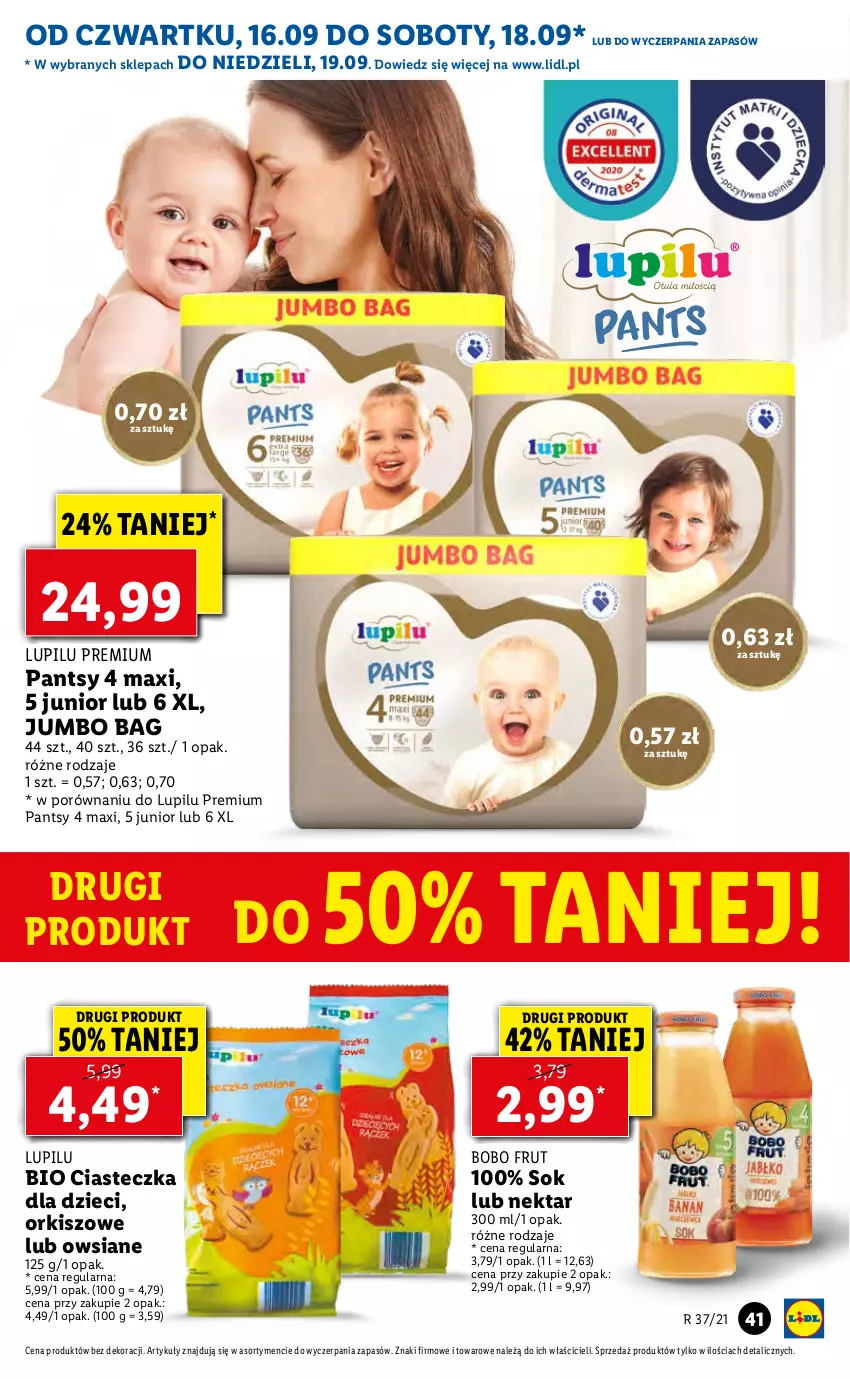 Gazetka promocyjna Lidl - GAZETKA - ważna 16.09 do 19.09.2021 - strona 41 - produkty: Dzieci, Nektar, O Bag, Por, Sok