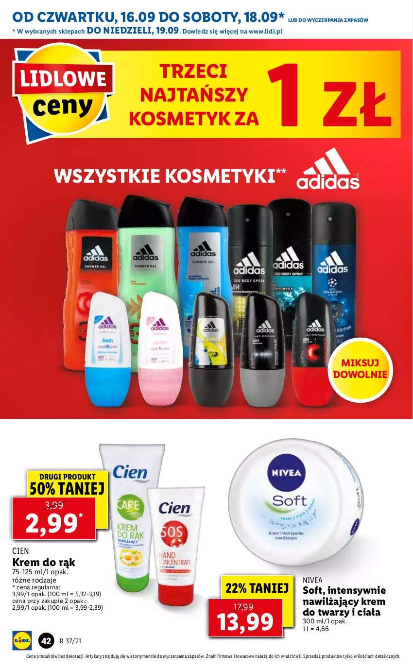 Gazetka promocyjna Lidl - GAZETKA - ważna 16.09 do 19.09.2021 - strona 42 - produkty: Krem do rąk, Krem do twarzy, Nivea