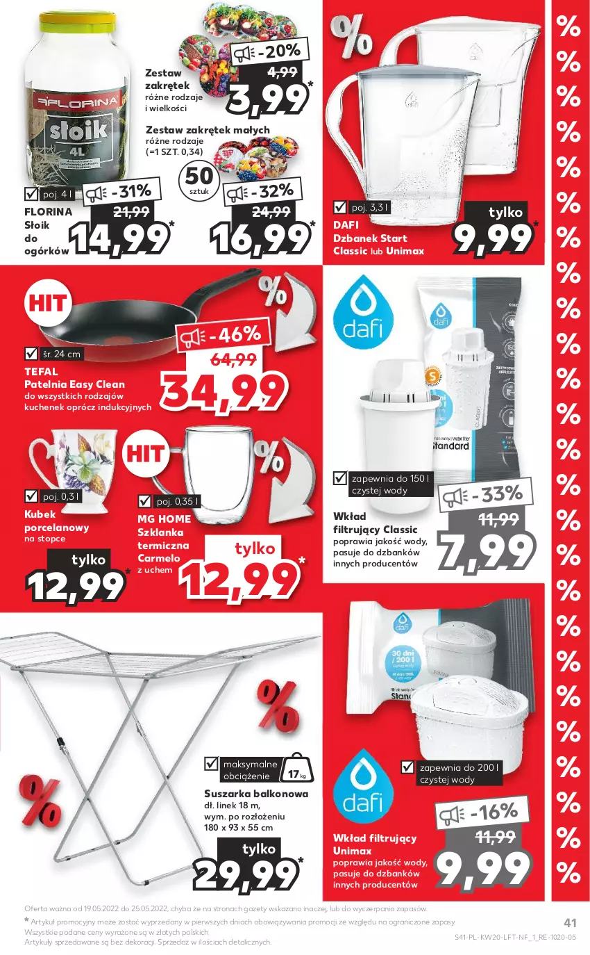 Gazetka promocyjna Kaufland - OFERTA TYGODNIA - ważna 19.05 do 25.05.2022 - strona 41 - produkty: Dzbanek, Fa, Gra, Kubek, Patelnia, Por, Suszarka, Suszarka balkonowa, Szklanka, Tefal, Top, Wkład filtrujący