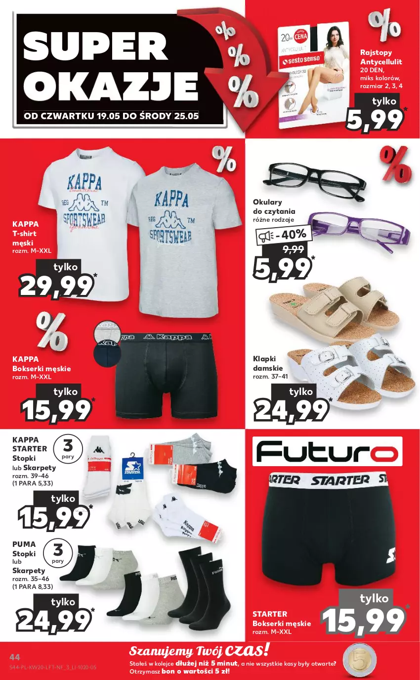 Gazetka promocyjna Kaufland - OFERTA TYGODNIA - ważna 19.05 do 25.05.2022 - strona 44 - produkty: Bokserki, Karp, Klapki, Okulary do czytania, Olej, Puma, Rajstopy, Ser, T-shirt, Top