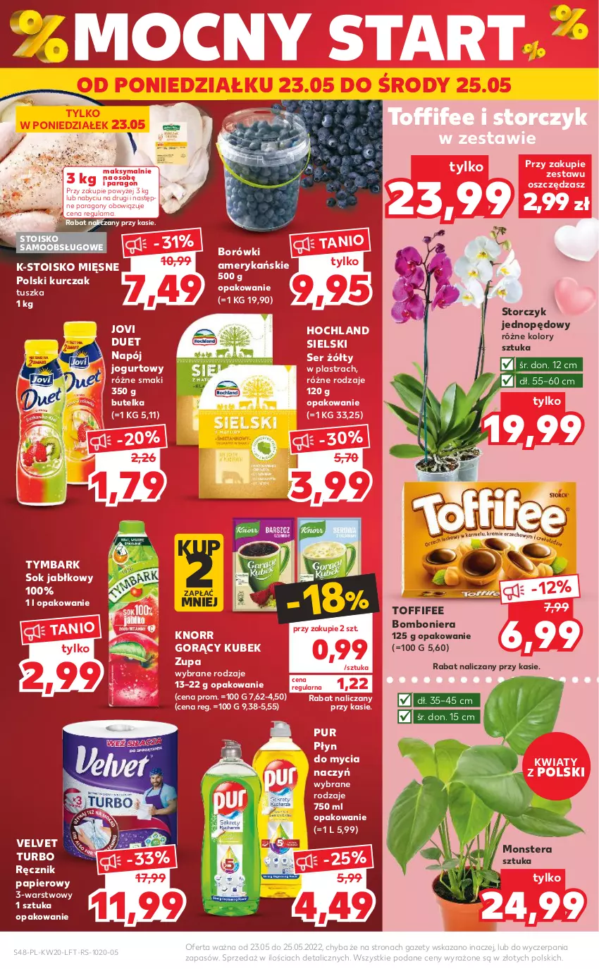 Gazetka promocyjna Kaufland - OFERTA TYGODNIA - ważna 19.05 do 25.05.2022 - strona 48 - produkty: Bomboniera, Do mycia naczyń, Hochland, Jogurt, Knorr, Kubek, Kurczak, Napój, Napój jogurtowy, Papier, Płyn do mycia, Płyn do mycia naczyń, Pur, Ręcznik, Ser, Sok, Sok jabłkowy, Storczyk, Tera, Toffifee, Tusz, Tymbark, Velvet, Zupa