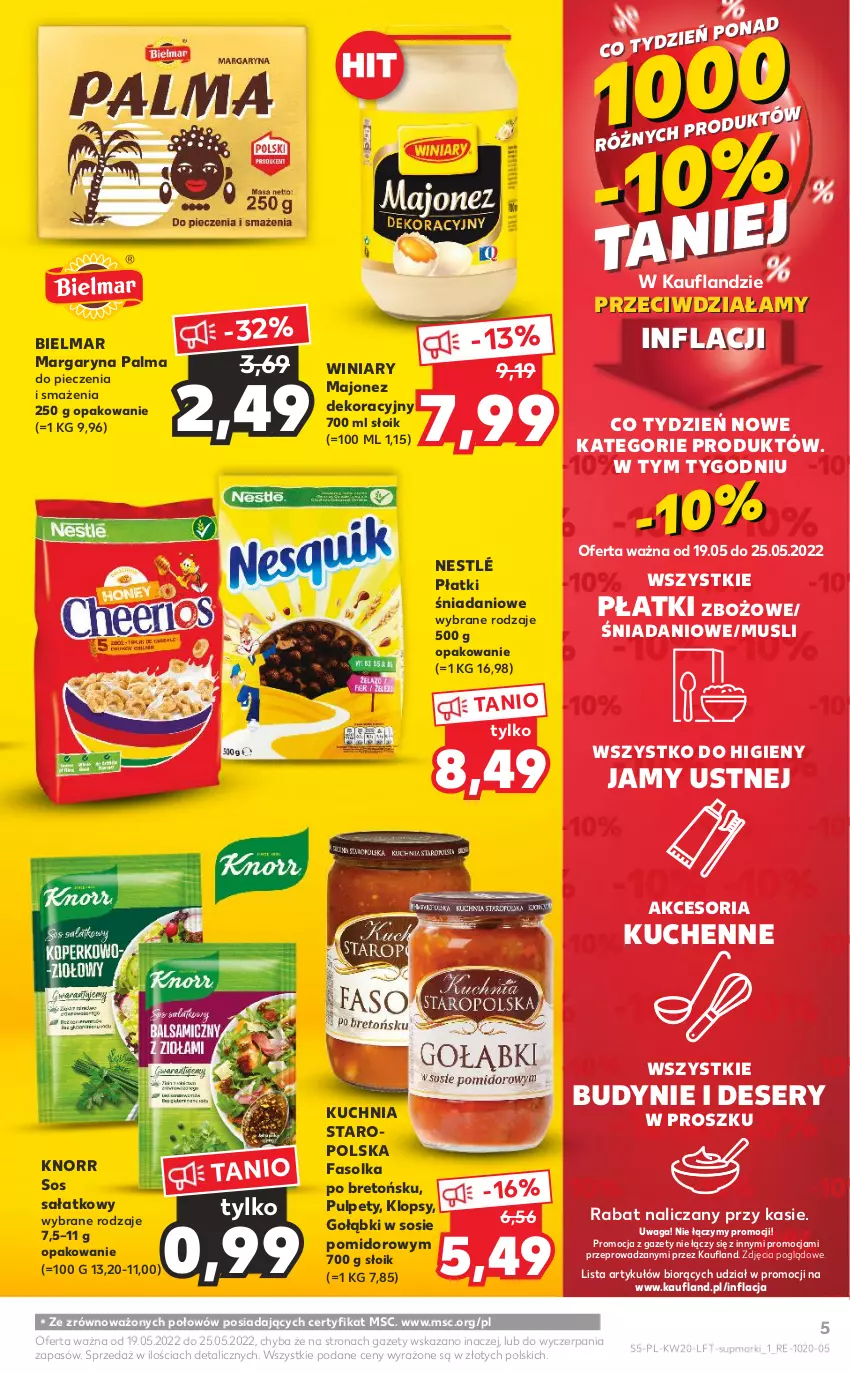 Gazetka promocyjna Kaufland - OFERTA TYGODNIA - ważna 19.05 do 25.05.2022 - strona 5 - produkty: Danio, Deser, Fa, Knorr, Kuchnia, Kuchnia Staropolska, Majonez, Margaryna, Mus, Nestlé, Palma, Piec, Pulpety, Sałat, Ser, Sos, Waga, Winiary