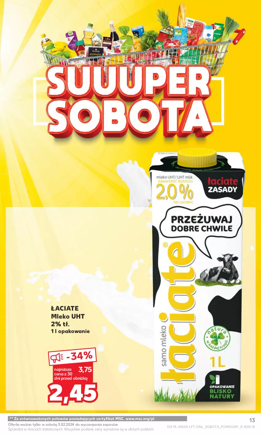 Gazetka promocyjna Kaufland - Gazetka tygodnia - ważna 01.02 do 07.02.2024 - strona 13 - produkty: Mleko, Pomidory