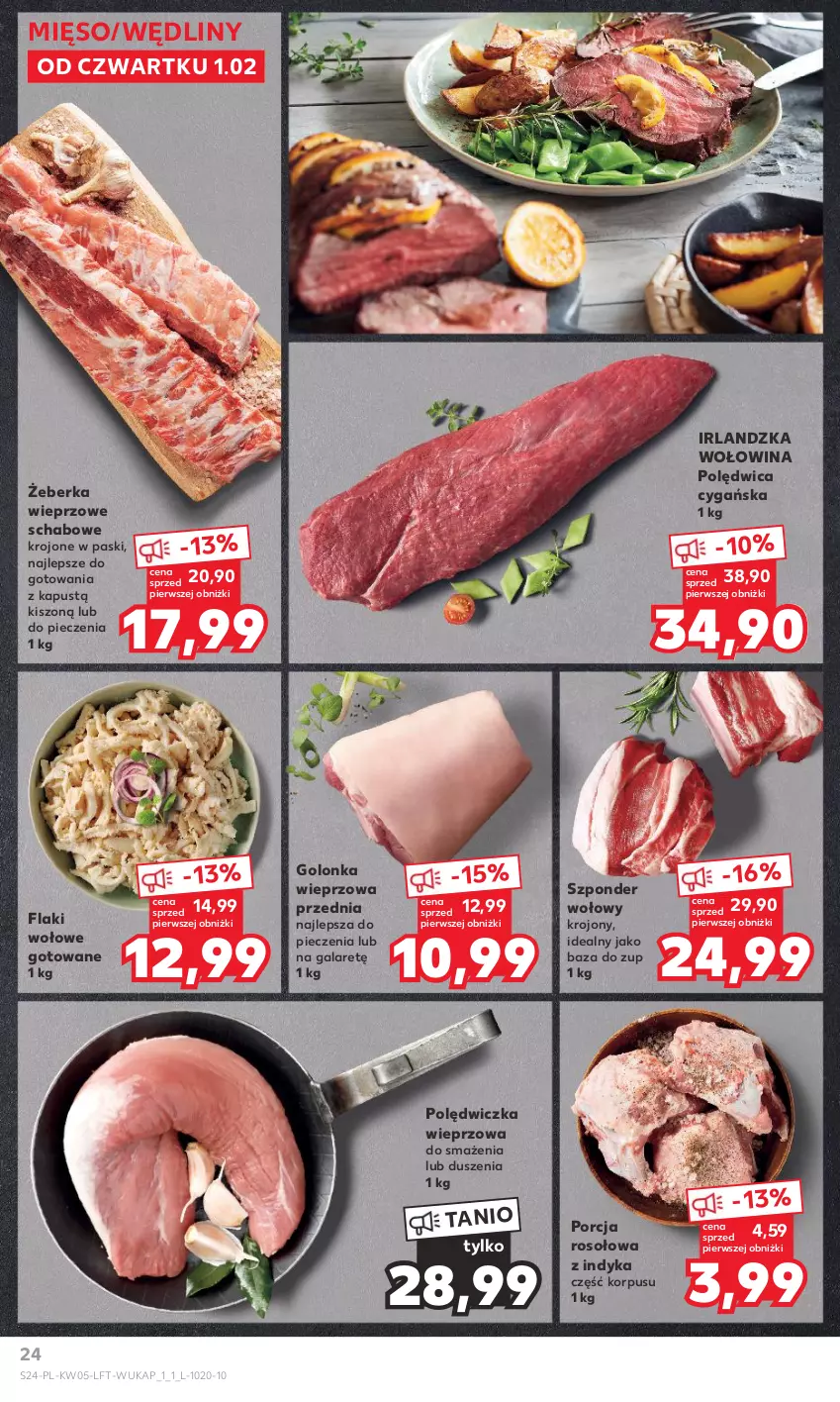 Gazetka promocyjna Kaufland - Gazetka tygodnia - ważna 01.02 do 07.02.2024 - strona 24 - produkty: Flaki, Flaki wołowe, Gala, Golonka wieprzowa, Kapustą, Mięso, Piec, Polędwica, Polędwiczka wieprzowa, Por, Szponder wołowy, Wołowina