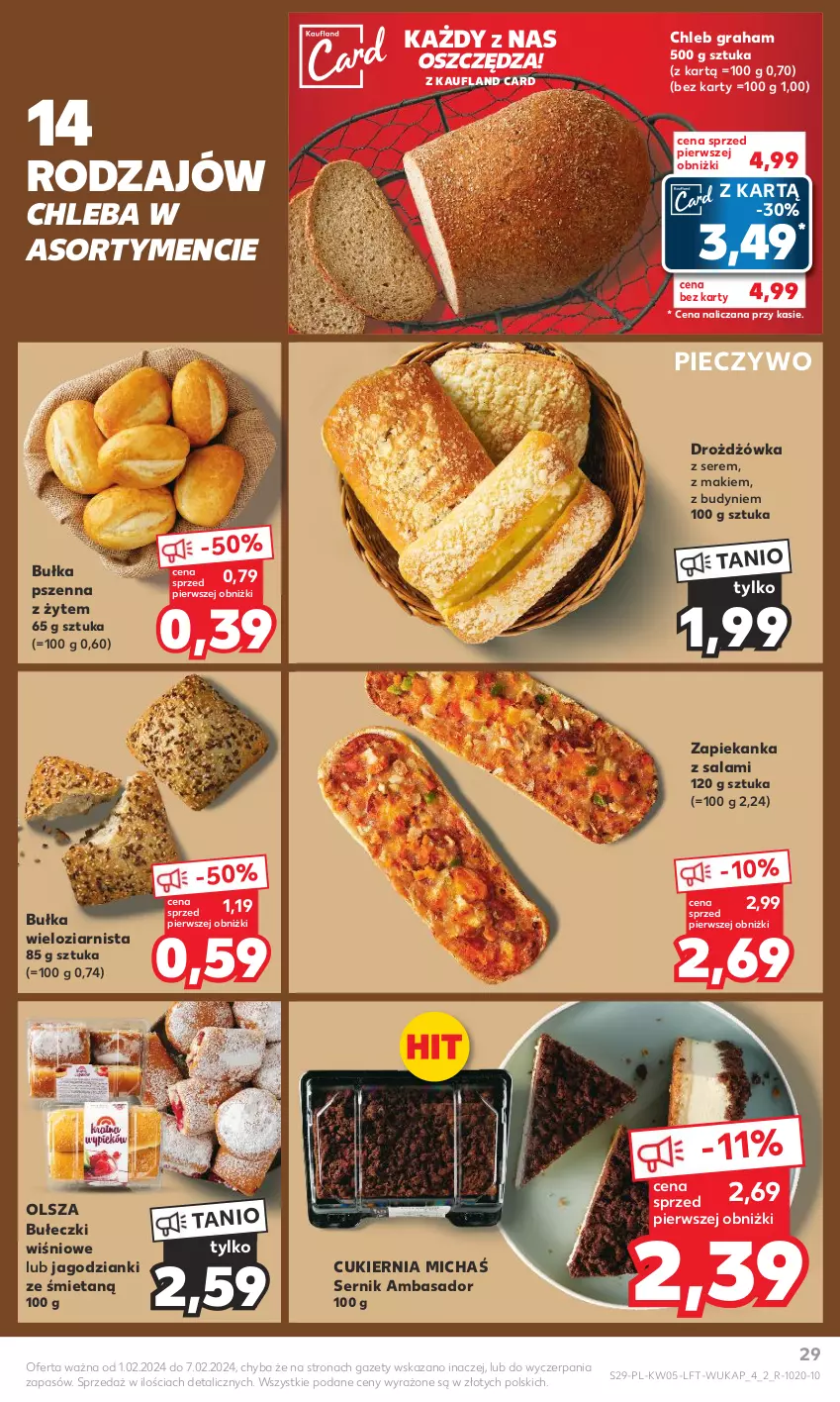 Gazetka promocyjna Kaufland - Gazetka tygodnia - ważna 01.02 do 07.02.2024 - strona 29 - produkty: Bułeczki, Bułka, Bułka wieloziarnista, Chleb, Cukier, Gra, Piec, Pieczywo, Salami, Ser, Zapiekanka