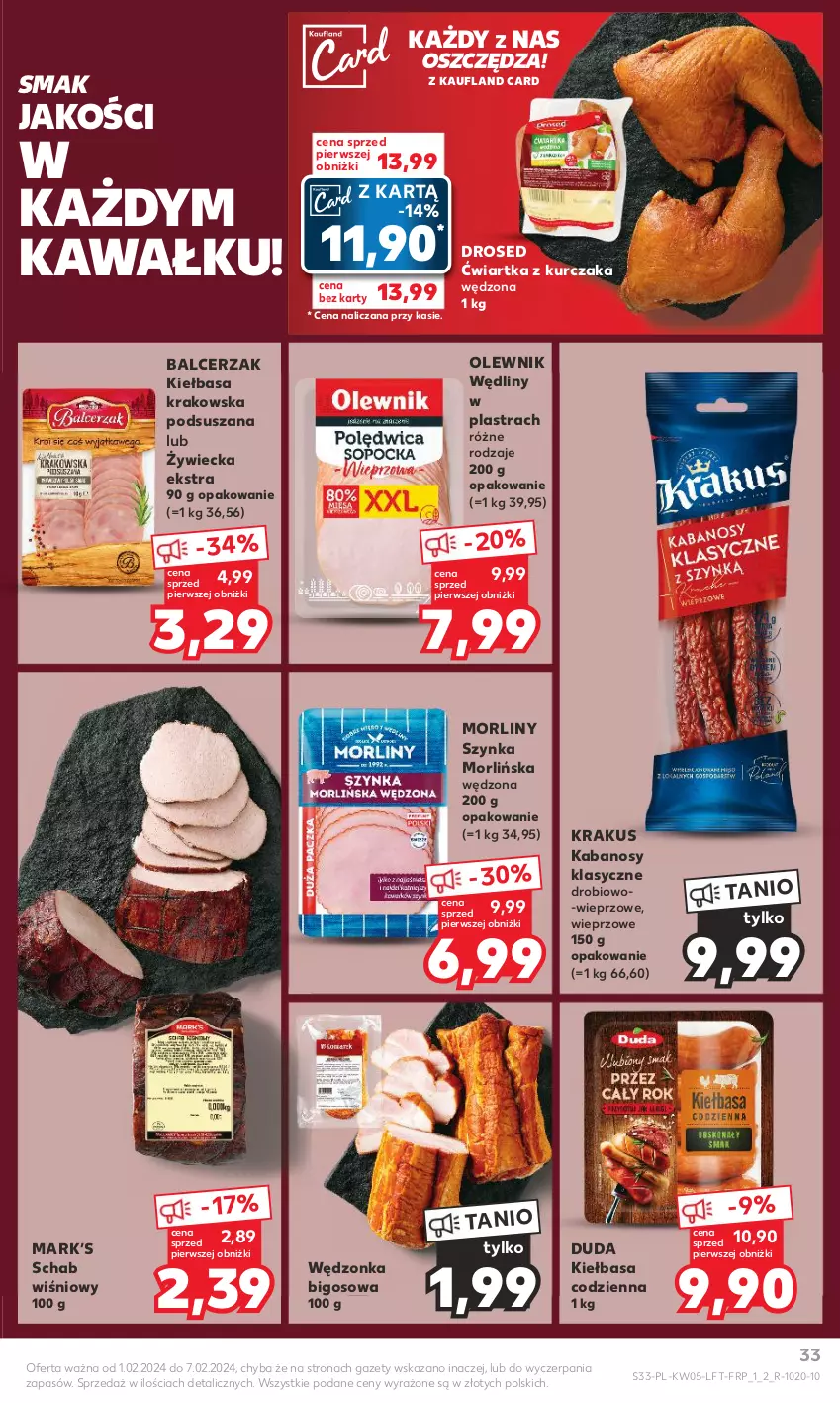 Gazetka promocyjna Kaufland - Gazetka tygodnia - ważna 01.02 do 07.02.2024 - strona 33 - produkty: Bigos, Duda, Kabanos, Kawa, Kiełbasa, Kiełbasa krakowska, Krakus, Kurczak, Morliny, Olewnik, Szynka