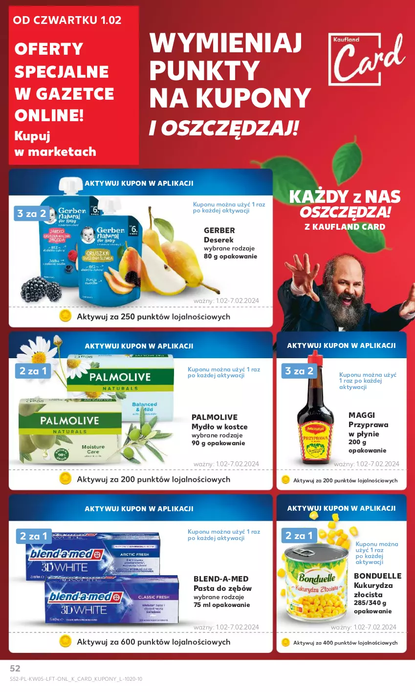 Gazetka promocyjna Kaufland - Gazetka tygodnia - ważna 01.02 do 07.02.2024 - strona 52 - produkty: Blend-a-Med, Bonduelle, Deser, Gerber, Kukurydza, Maggi, Mydło, Palmolive, Pasta do zębów, Przyprawa w płynie, Ser, Serek