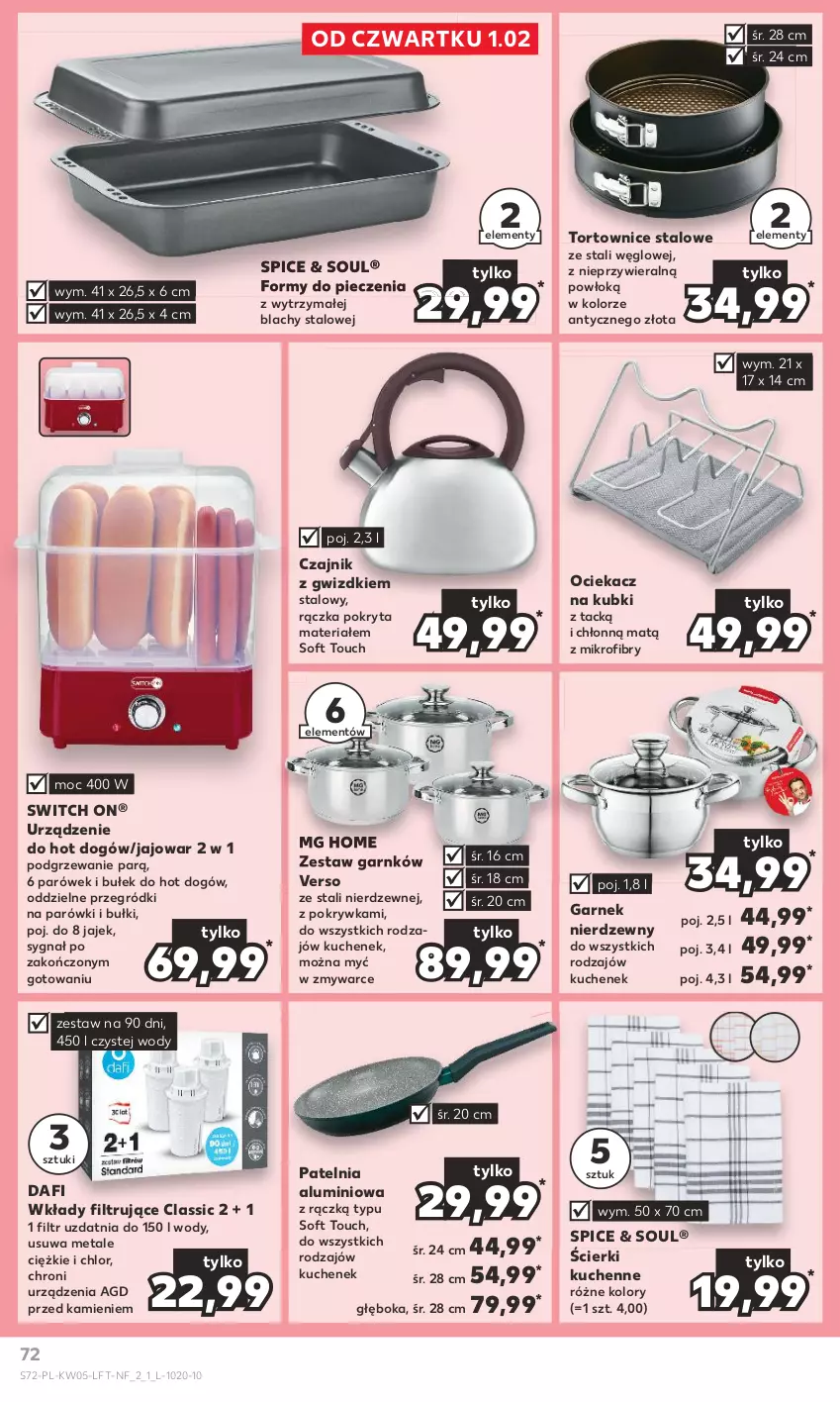 Gazetka promocyjna Kaufland - Gazetka tygodnia - ważna 01.02 do 07.02.2024 - strona 72 - produkty: Czajnik, Garnek, Hot dog, Ociekacz, Parówki, Patelnia, Piec